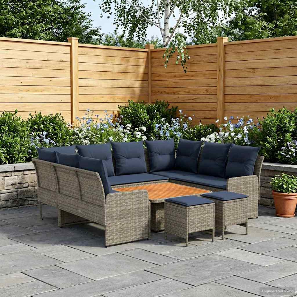 Σύνολα επίπλων με μαξιλάρι 8 pcs Γκρι και Navy Blue Ράτα PE - Pakobazaar