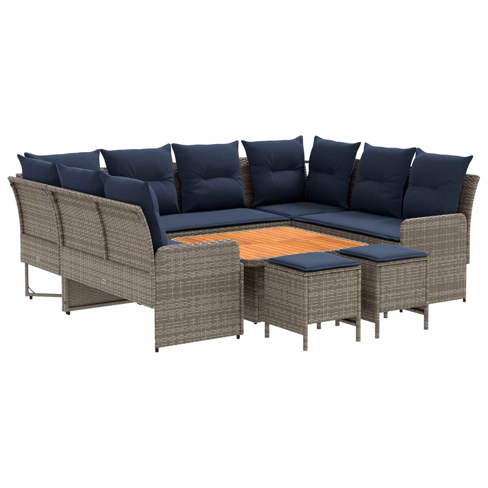 Σύνολα επίπλων με μαξιλάρι 8 pcs Γκρι και Navy Blue Ράτα PE - Pakobazaar