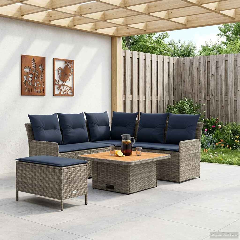 Σύνολα επίπλων με μαξιλάρι 5 pcs Γκρι και Navy Blue Ράτα PE - Pakobazaar