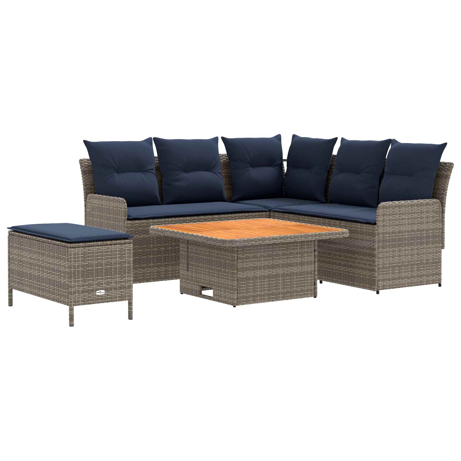 Σύνολα επίπλων με μαξιλάρι 5 pcs Γκρι και Navy Blue Ράτα PE - Pakobazaar