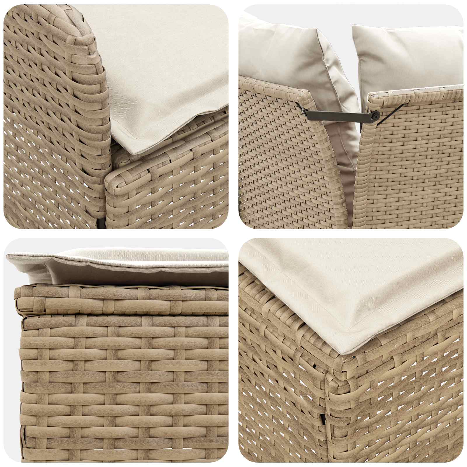 Σύνολα επίπλων με μαξιλάρι 7 pcs Μπεζ και Κρέμα Ράτα PE - Pakobazaar