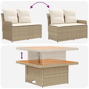 Σύνολα επίπλων με μαξιλάρι 7 pcs Μπεζ και Κρέμα Ράτα PE - Pakobazaar
