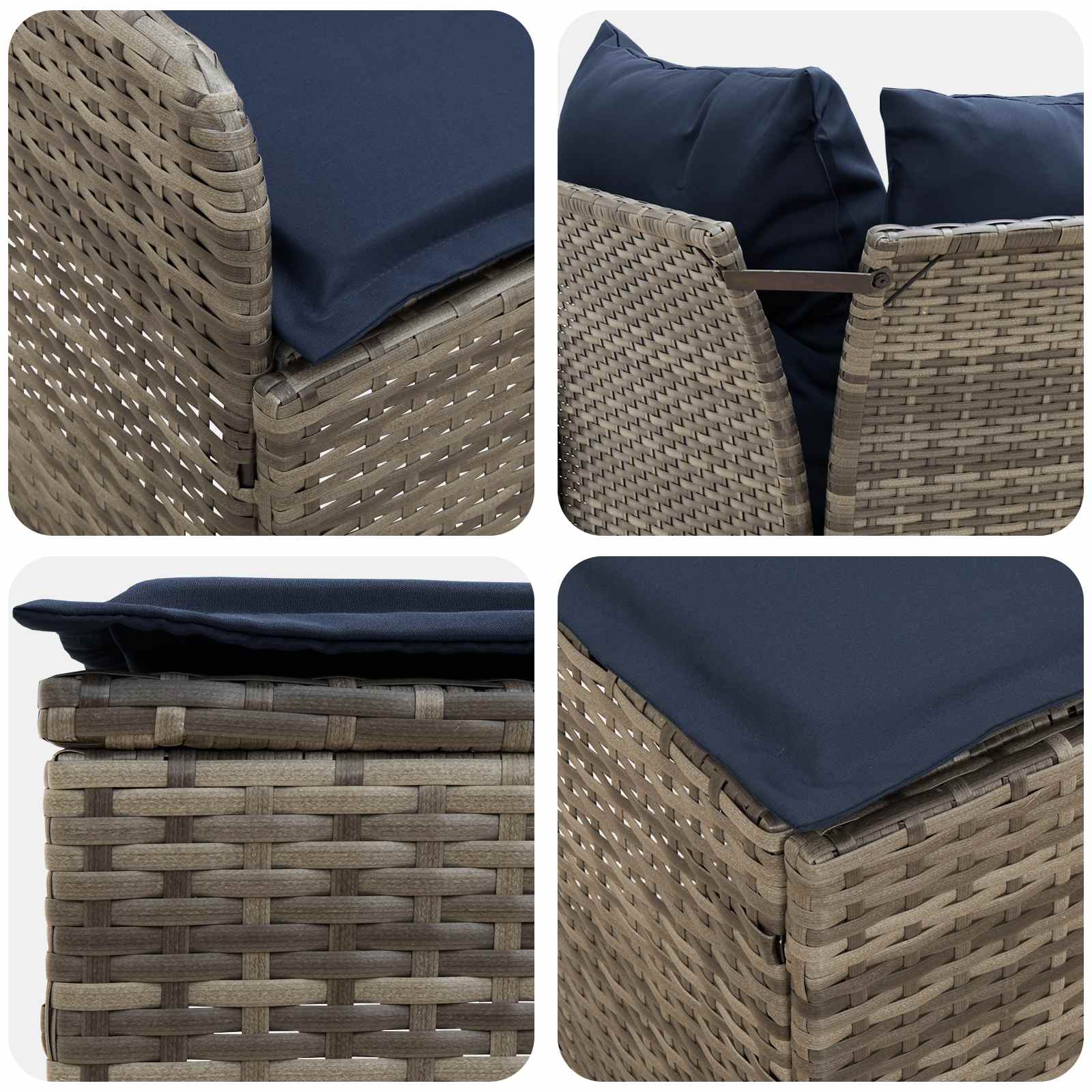 Σύνολα επίπλων με μαξιλάρι 7 pcs Γκρι και Navy Blue Ράτα PE - Pakobazaar