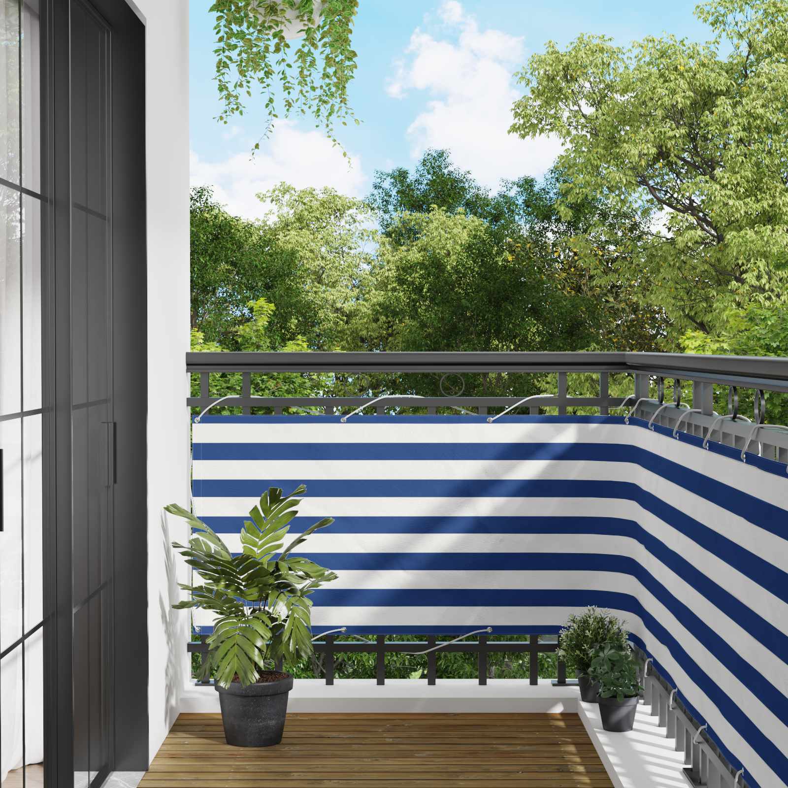 Οθόνη Μπαλκονιού Μπλε και άσπρο 75 x 200 cm - Pakobazaar