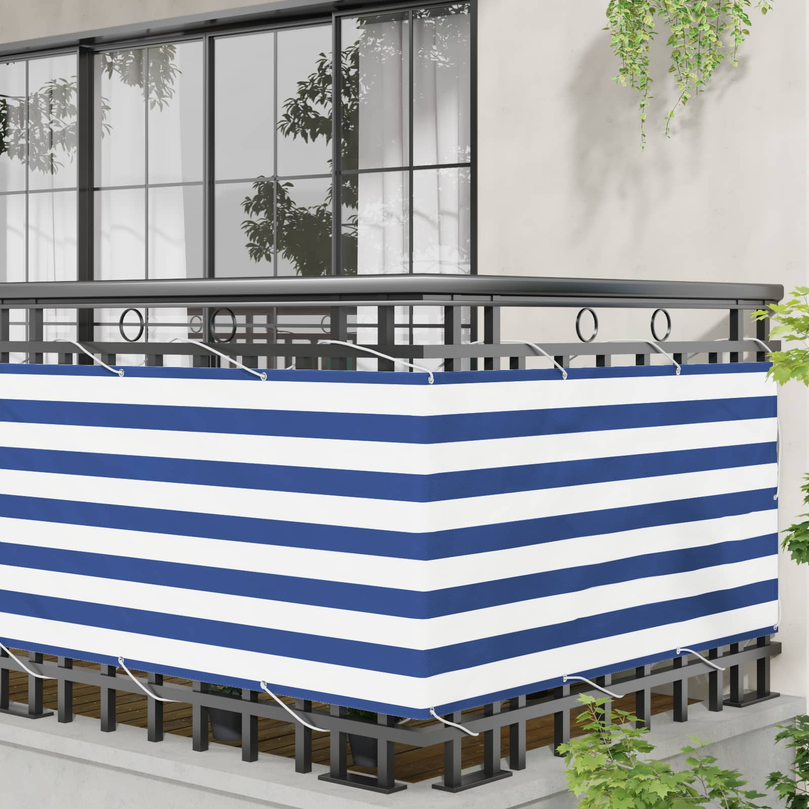 Οθόνη Μπαλκονιού Μπλε και άσπρο 75 x 200 cm - Pakobazaar