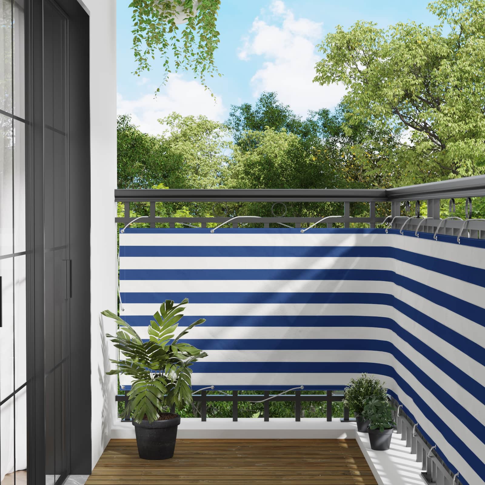 Οθόνη Μπαλκονιού Μπλε και άσπρο 90 x 200 cm - Pakobazaar