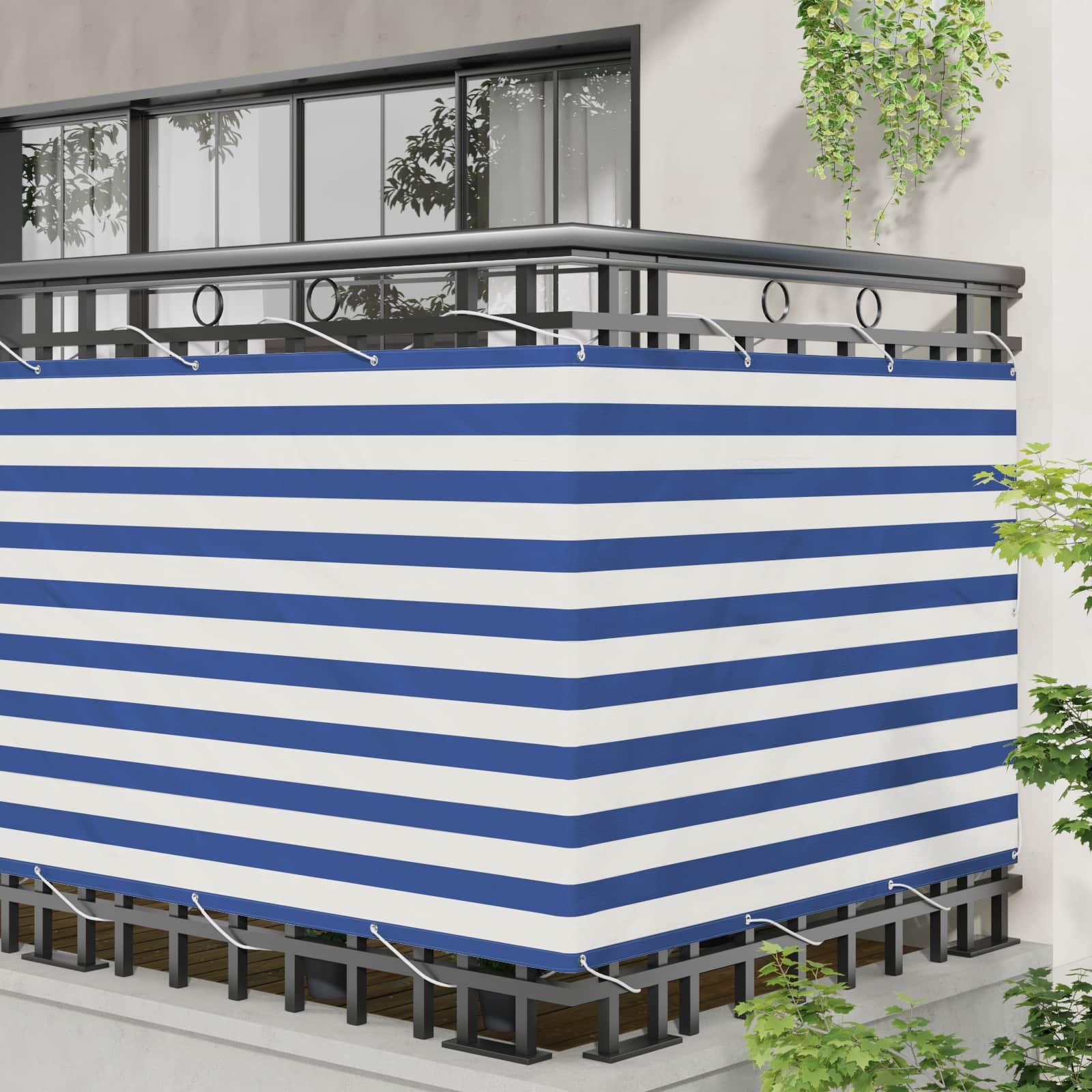 Οθόνη Μπαλκονιού Μπλε και άσπρο 110 x 300 cm Ύφασμα Όξφορντ - Pakobazaar