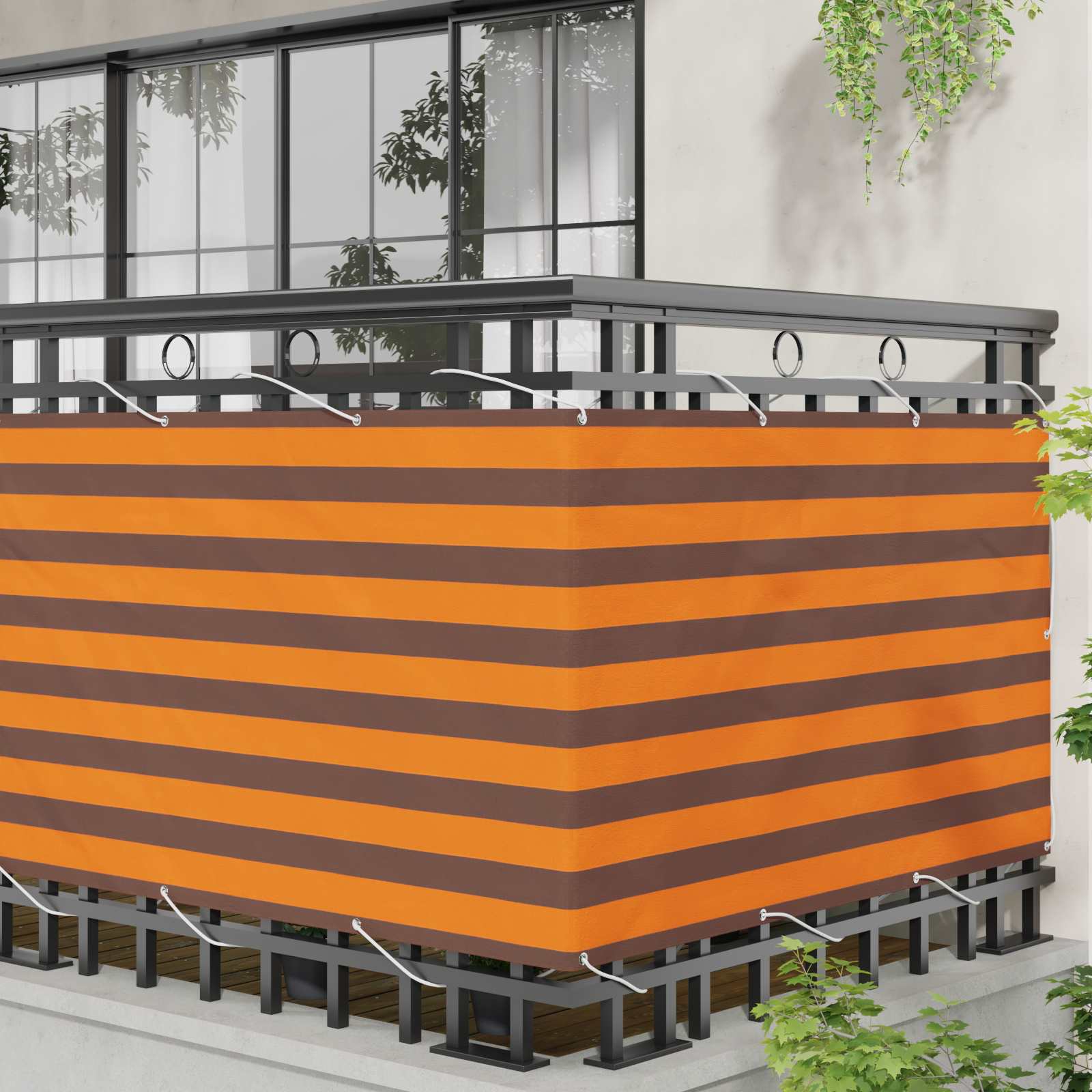 Οθόνη Μπαλκονιού Πορτοκαλί και Καφέ 90 x 200 cm - Pakobazaar