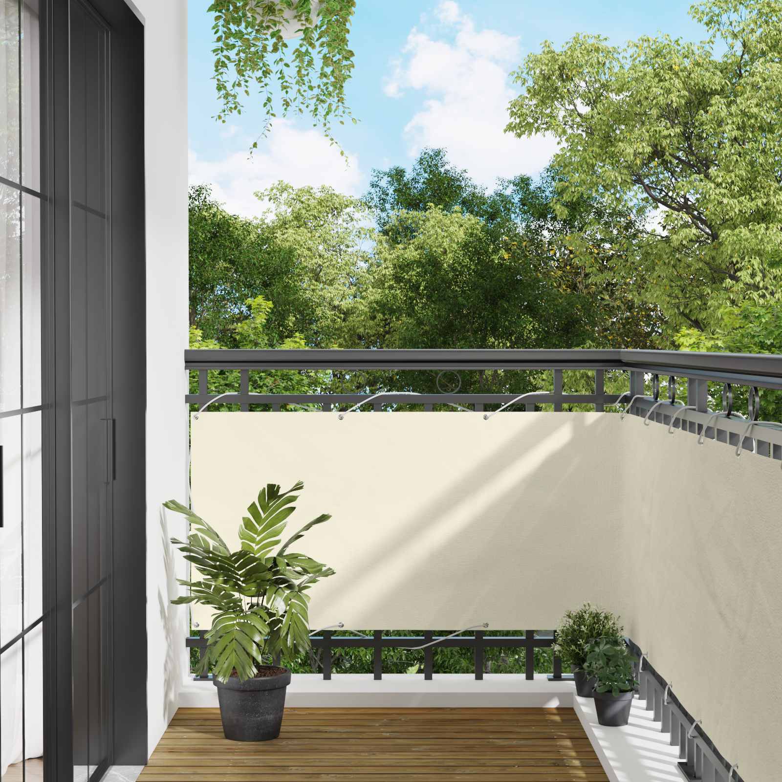 Οθόνη Μπαλκονιού Κρεμ 75 x 200 cm Ύφασμα Όξφορντ - Pakobazaar
