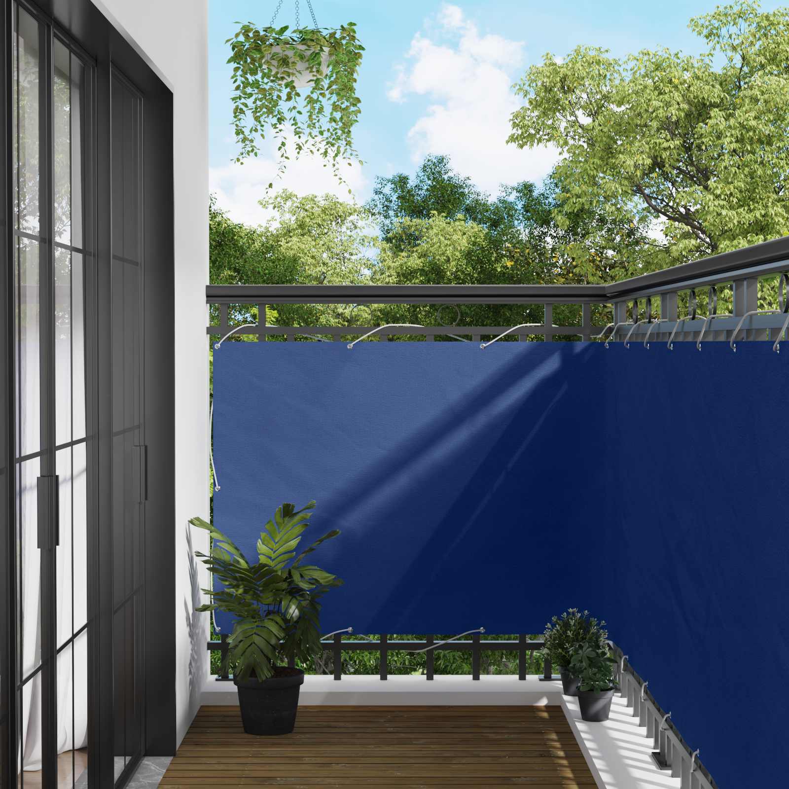 Οθόνη Μπαλκονιού Μπλε 110 x 300 cm Ύφασμα Όξφορντ - Pakobazaar