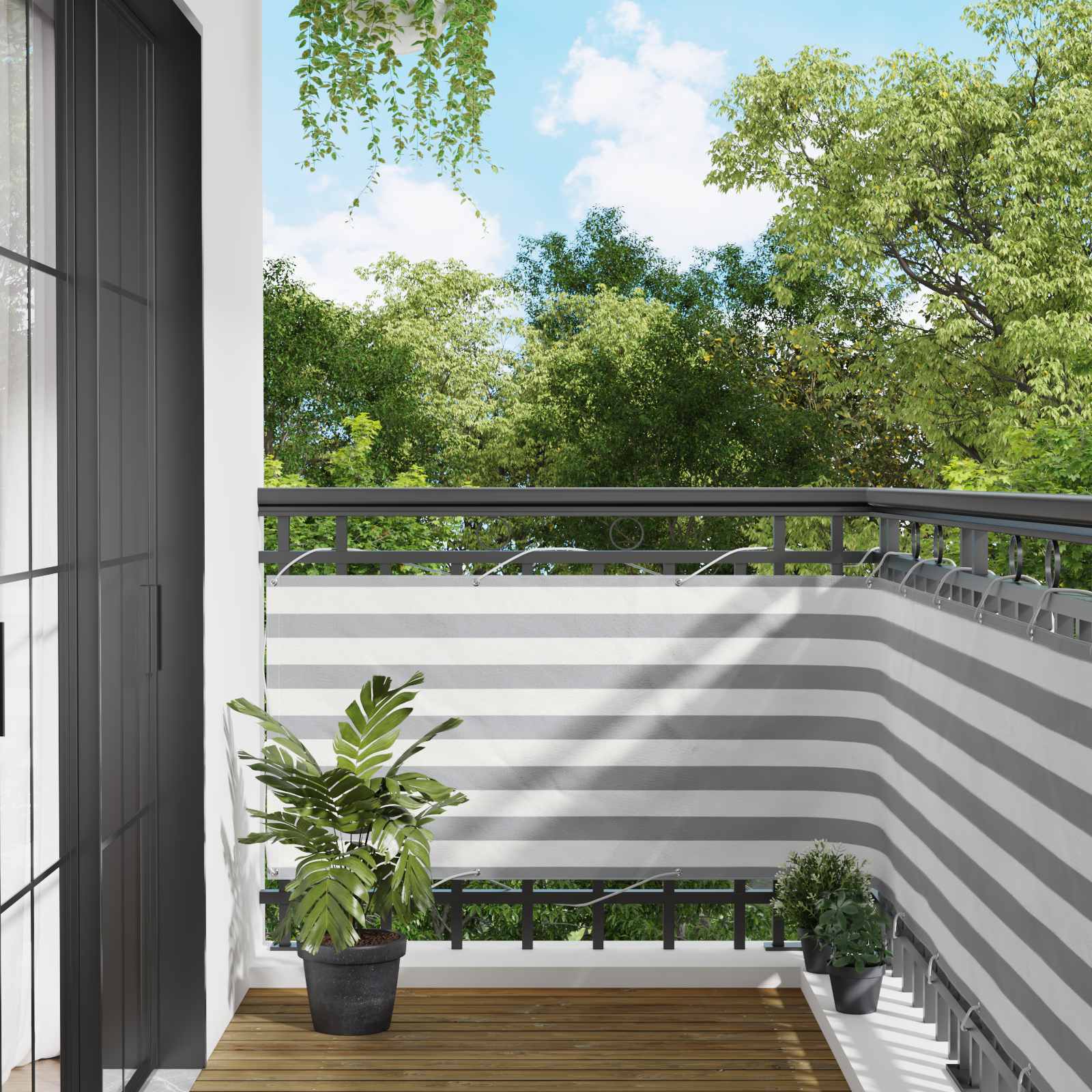 Οθόνη Μπαλκονιού Ανοιχτό Γκρι και Λευκό 75 x 600 cm - Pakobazaar