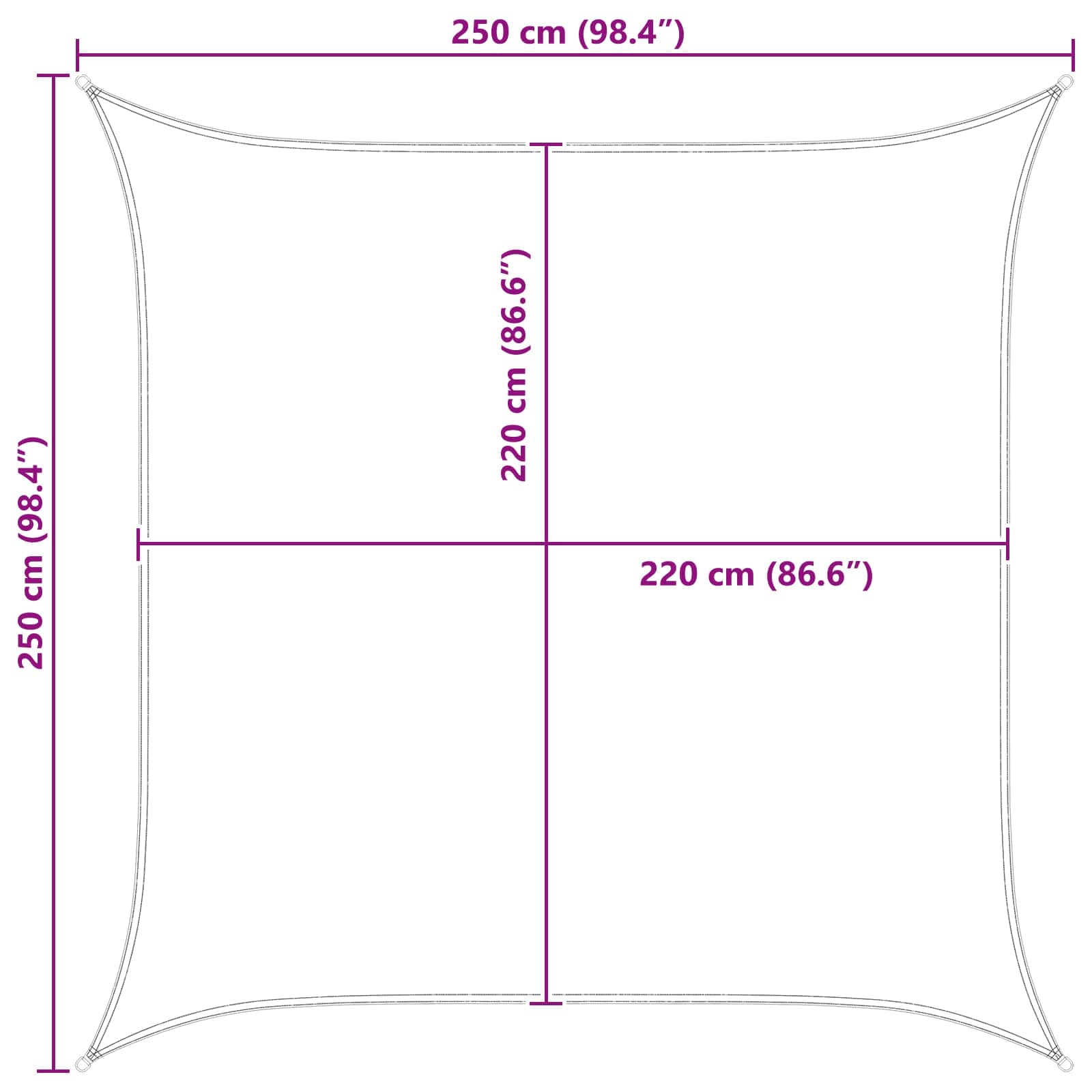 Πανί σκιάς Ανοιχτό Γκρι και Λευκό 2,5 x 2,5 m - Pakobazaar