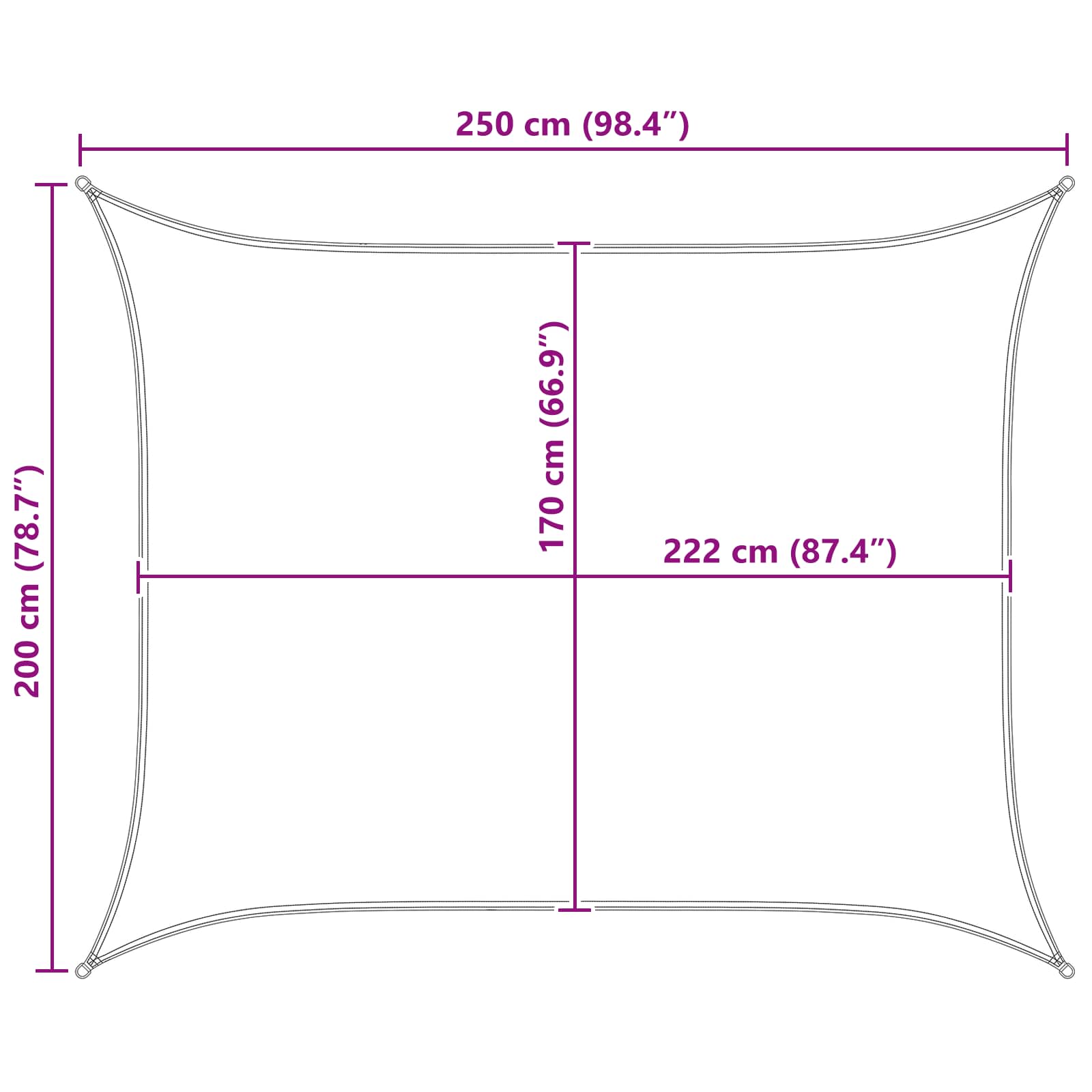 Πανί σκιάς Ανοιχτό Γκρι και Λευκό 2 x 2,5 m - Pakobazaar