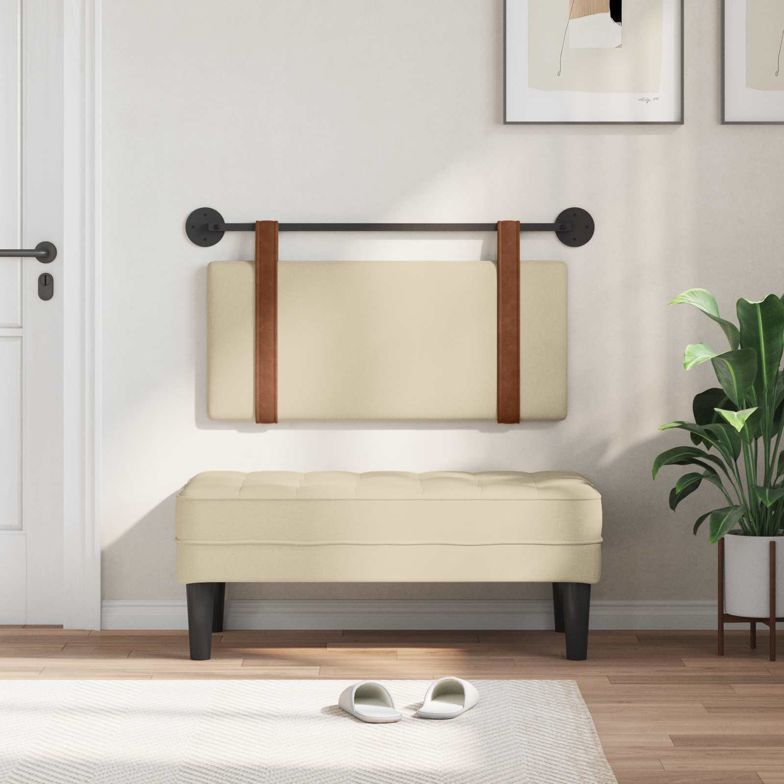 Κρεμαστό Κεφαλάρι Επιτοίχιο Κρεμ 80 x 40 cm Επεξεργασμένο ξύλο - Pakobazaar