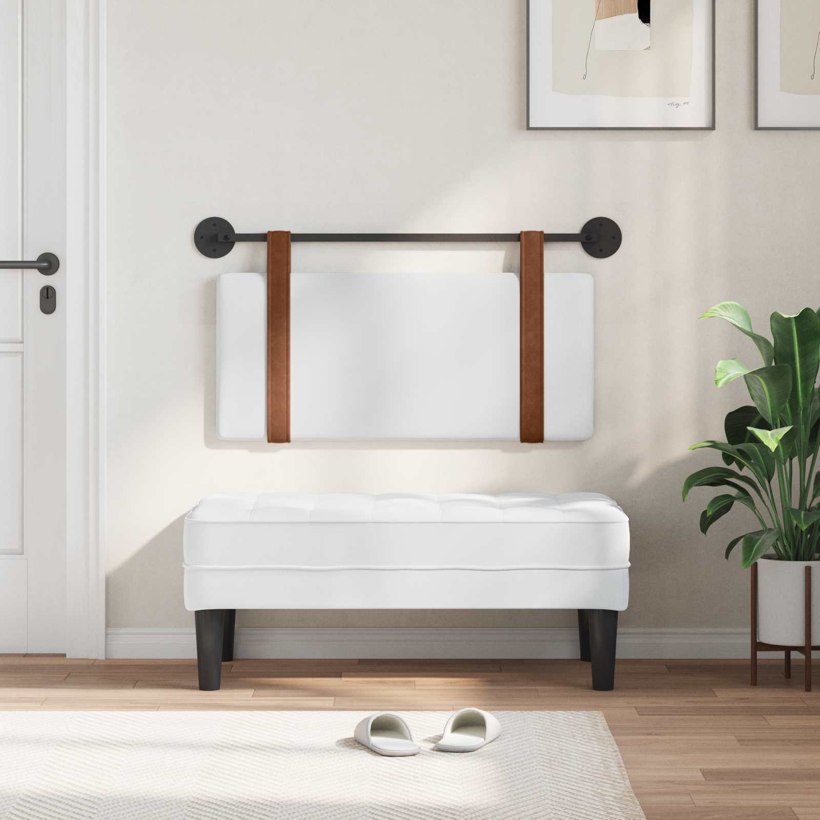 Κρεμαστό Κεφαλάρι Επιτοίχιο Λευκό 90 x 40 cm Επεξεργασμένο ξύλο - Pakobazaar