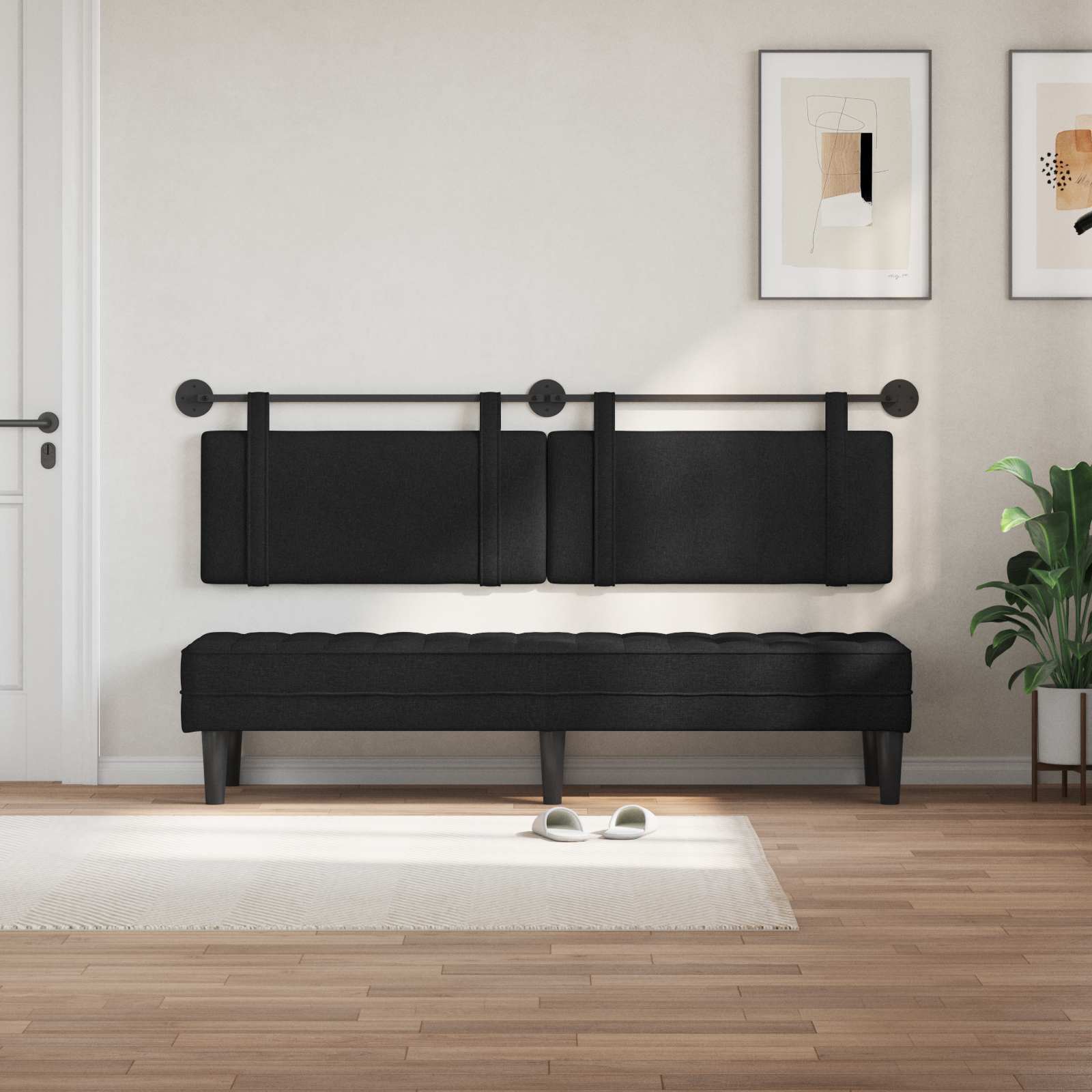 Κρεμαστό Κεφαλάρι Επιτοίχιο Μαύρο 170 x 55 x 5 εκ ύφασμα - Pakobazaar