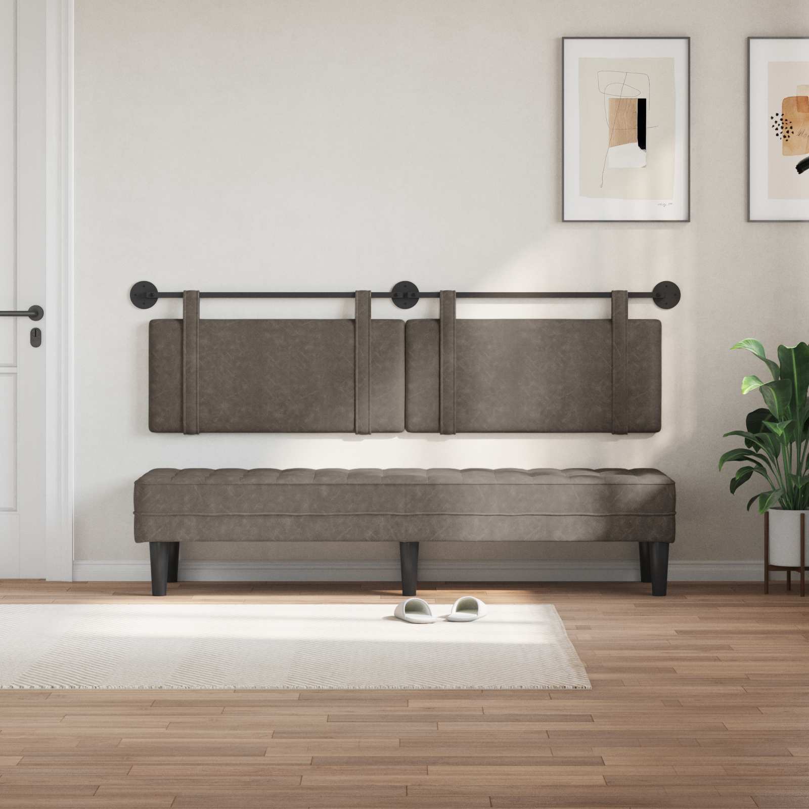 Κρεμαστό Κεφαλάρι Επιτοίχιο Γκρι 170 x 55 x 5 εκ Αντίκα PU - Pakobazaar