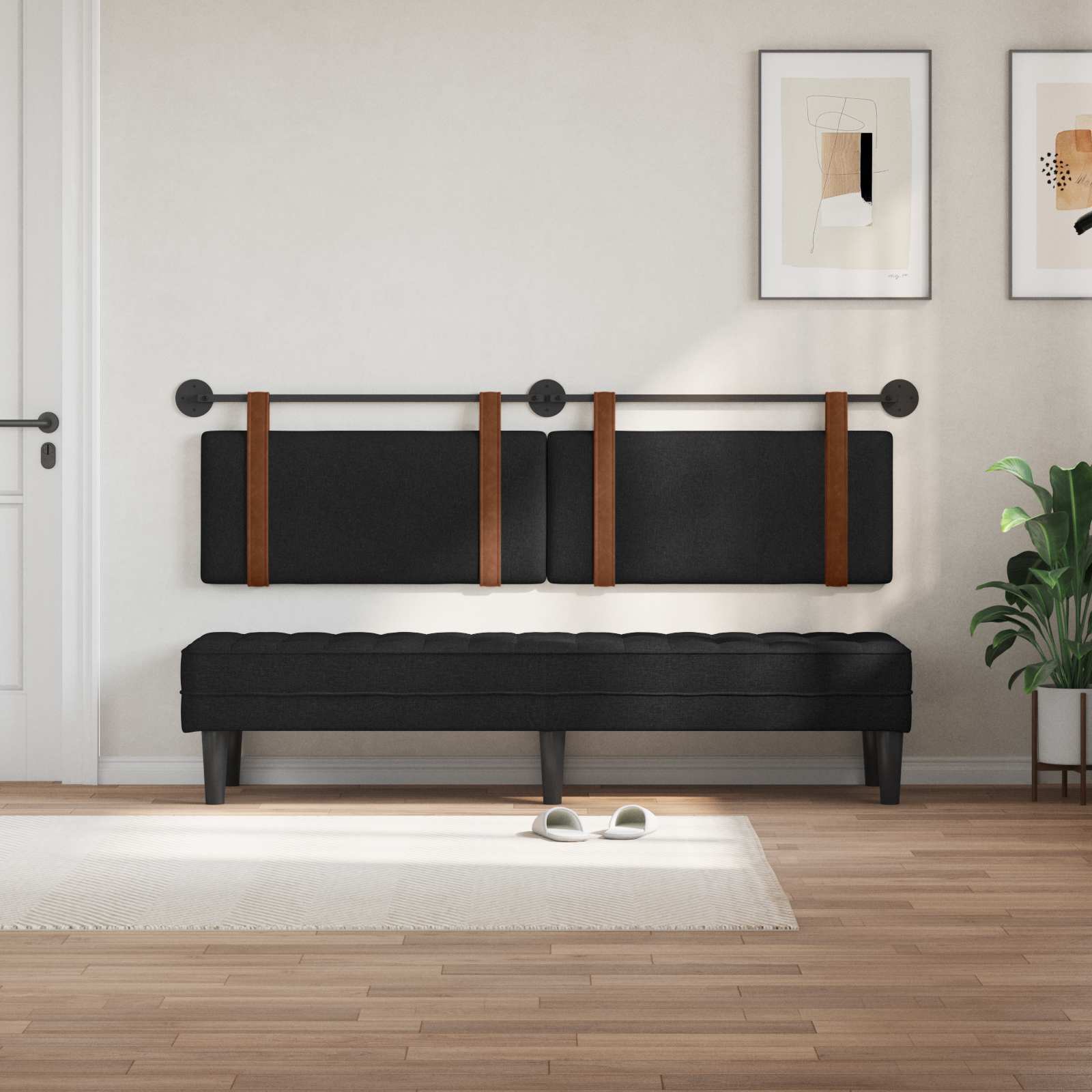 Κρεμαστό Κεφαλάρι Επιτοίχιο Μαύρο 170 x 55 x 5 εκ Αντίκα PU - Pakobazaar