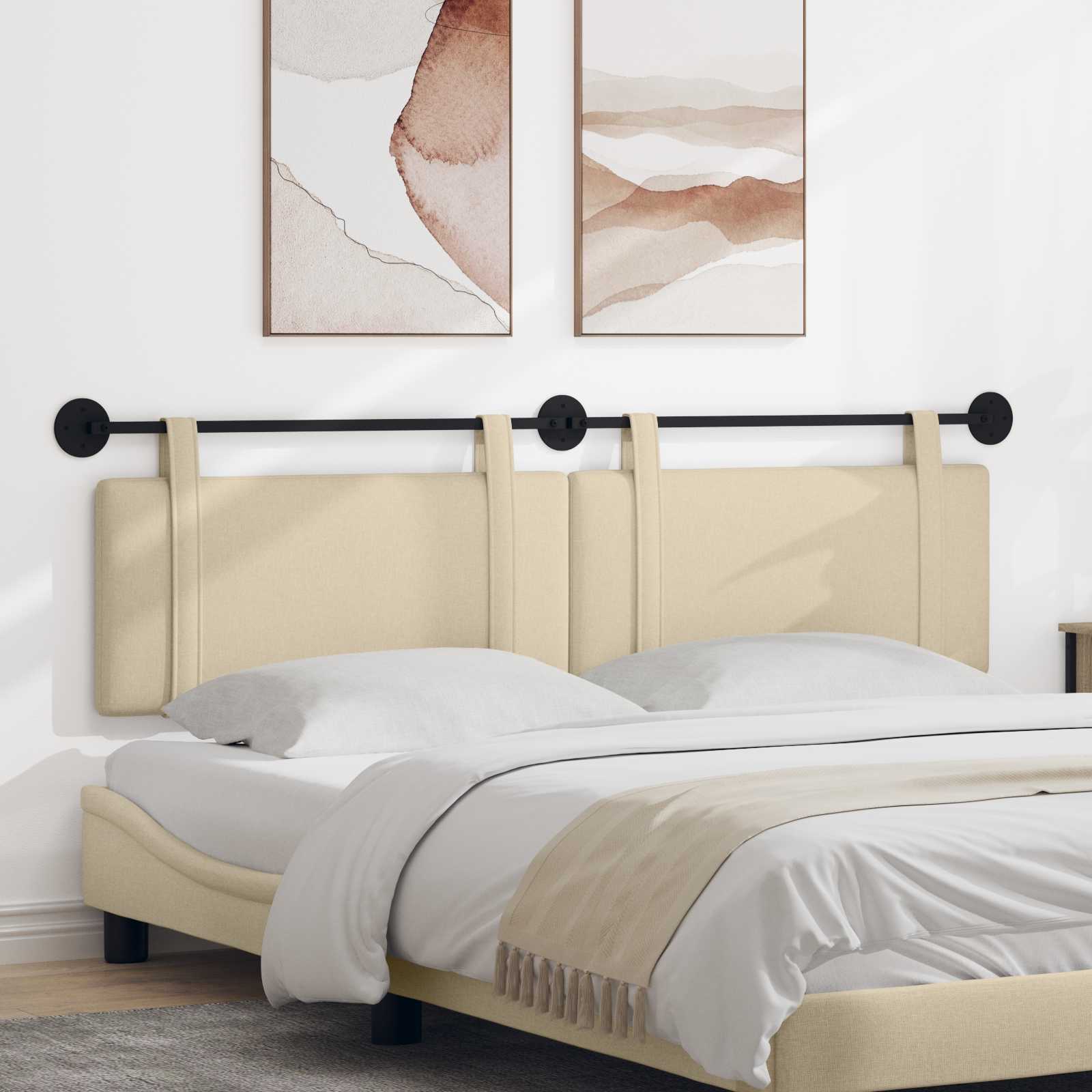 Κρεμαστό Κεφαλάρι Επιτοίχιο Κρεμ 190 x 55 x 5 εκ ύφασμα - Pakobazaar