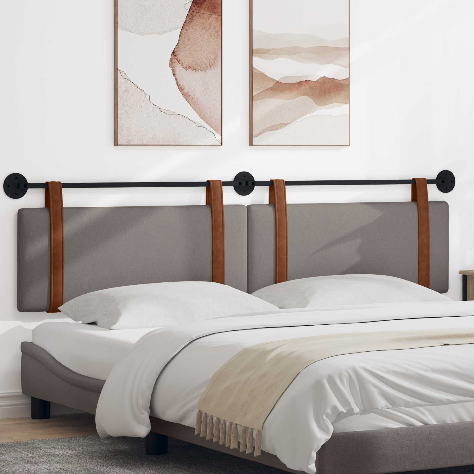 Κρεμαστό Κεφαλάρι Επιτοίχιο Taupe 210 x 55 x 5 εκ Αντίκα PU - Pakobazaar