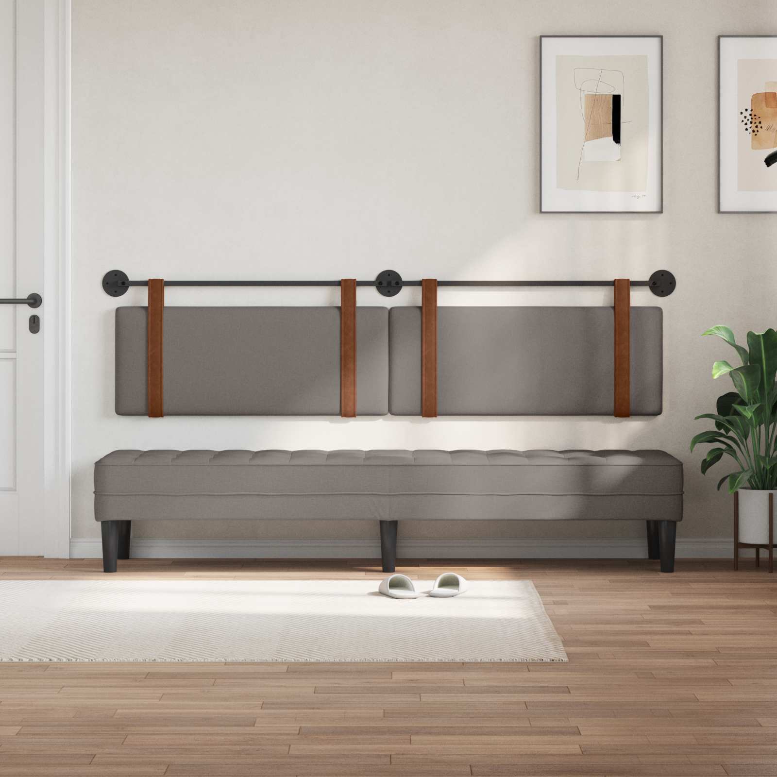 Κρεμαστό Κεφαλάρι Επιτοίχιο Taupe 210 x 55 x 5 εκ Αντίκα PU - Pakobazaar