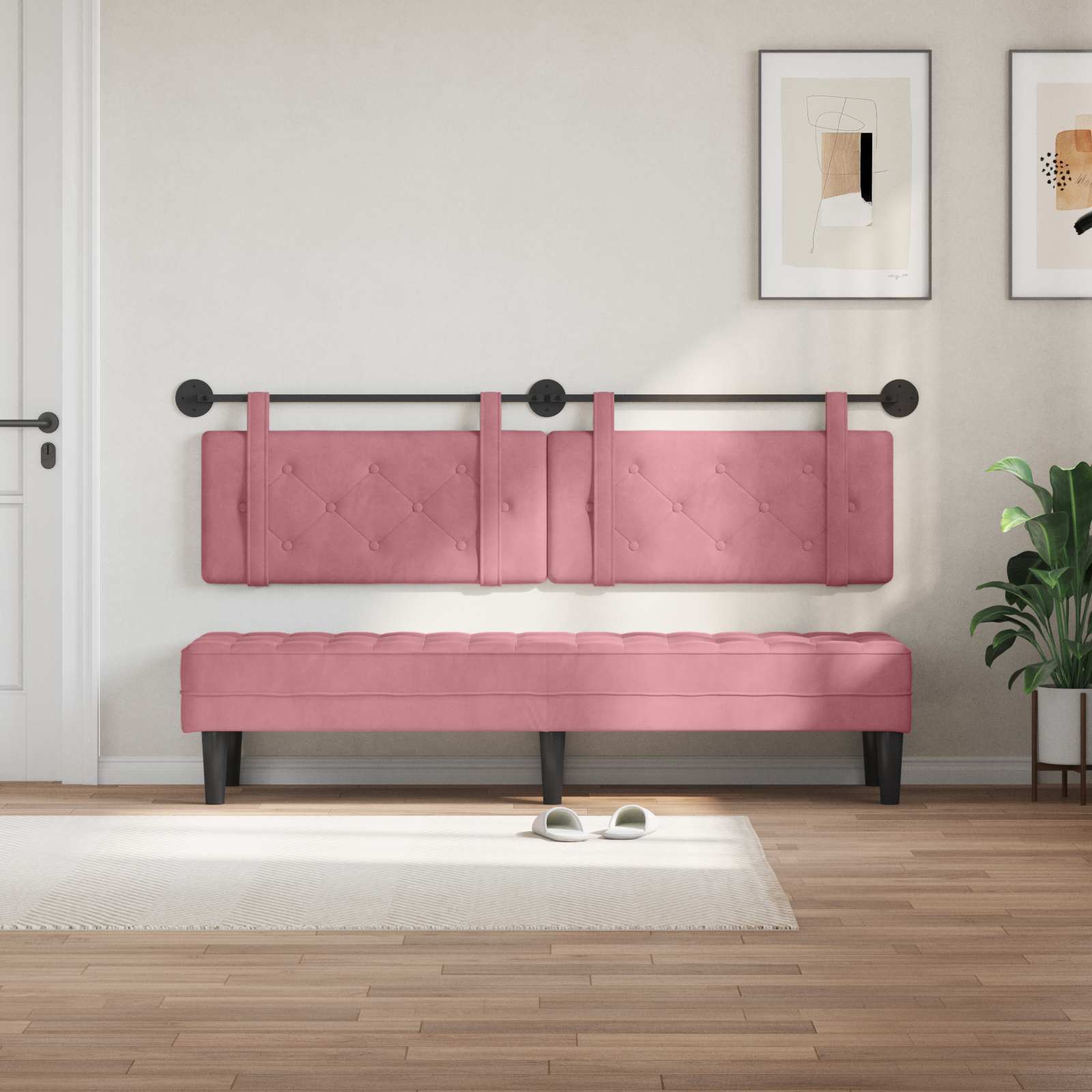 Κρεμαστό Κεφαλάρι Επιτοίχιο Ροζ 170 x 55 x 5 εκ Βελούδο - Pakobazaar