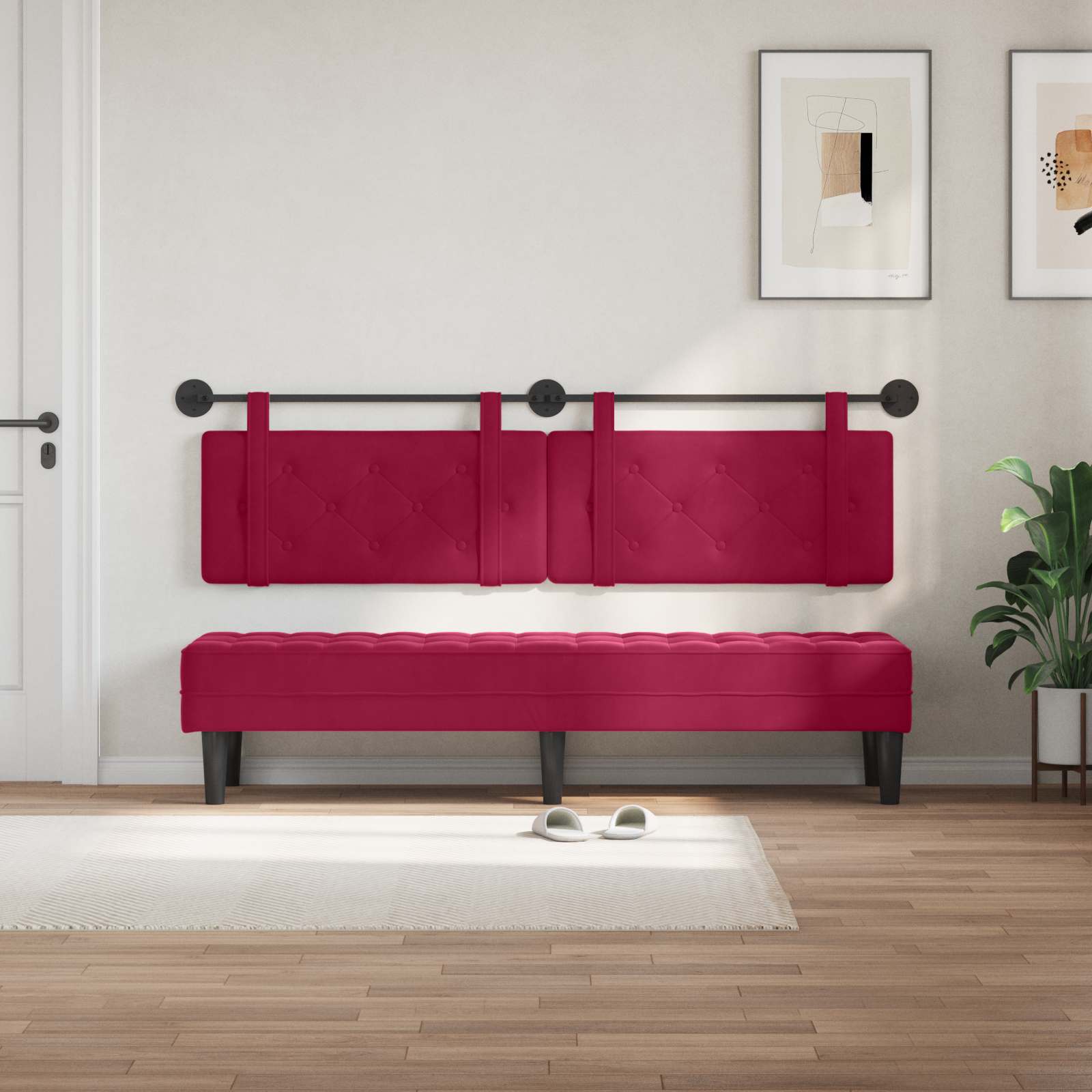 Κρεμαστό Κεφαλάρι Επιτοίχιο Κόκκινο 170 x 55 x 5 εκ Βελούδο - Pakobazaar
