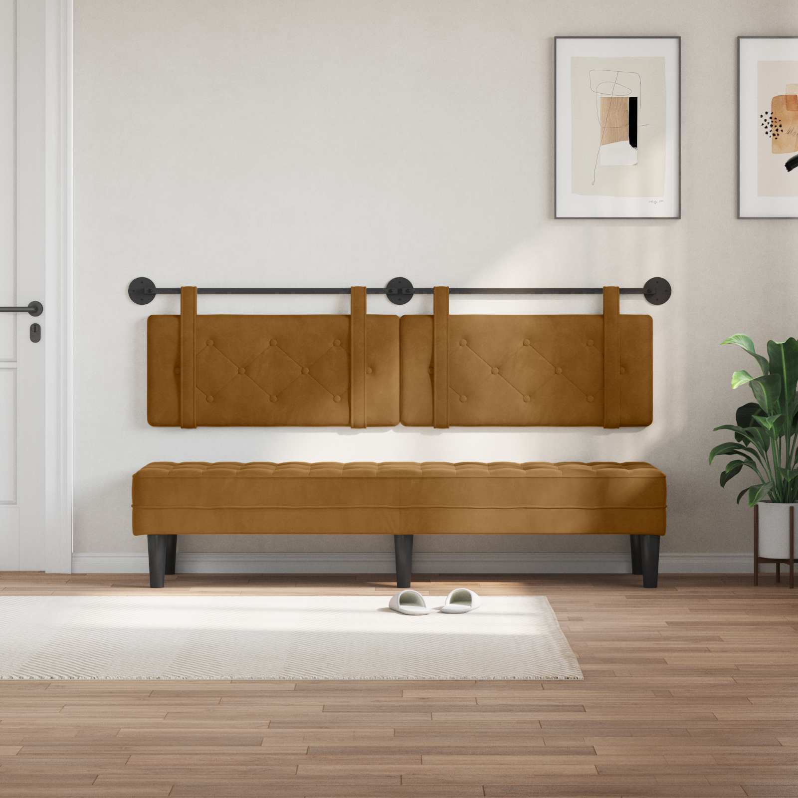 Κρεμαστό Κεφαλάρι Επιτοίχιο Καφέ 170 x 55 x 5 εκ Βελούδο - Pakobazaar