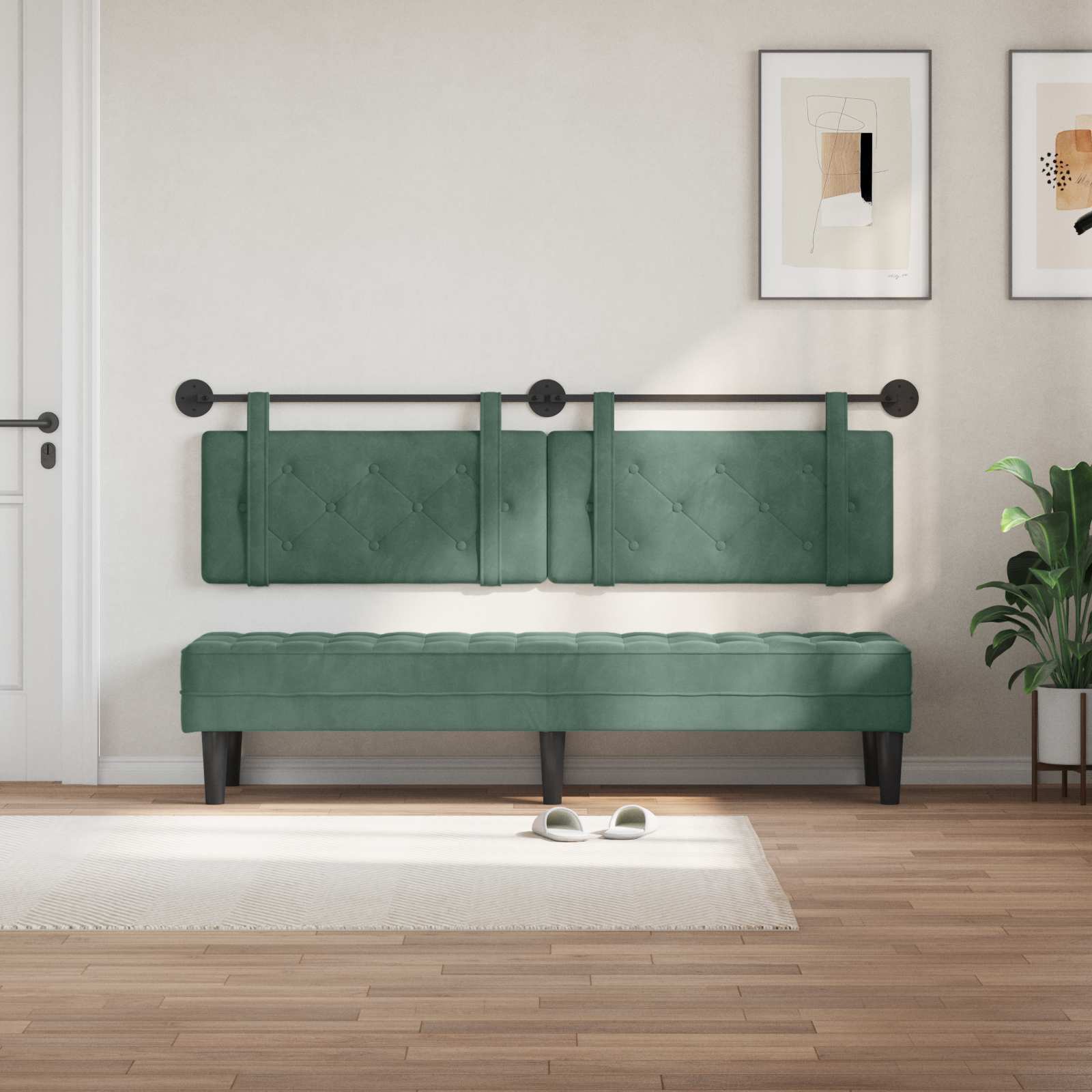 Κρεμαστό Κεφαλάρι Επιτοίχιο Θαλασσί 170 x 55 x 5 εκ Βελούδο - Pakobazaar