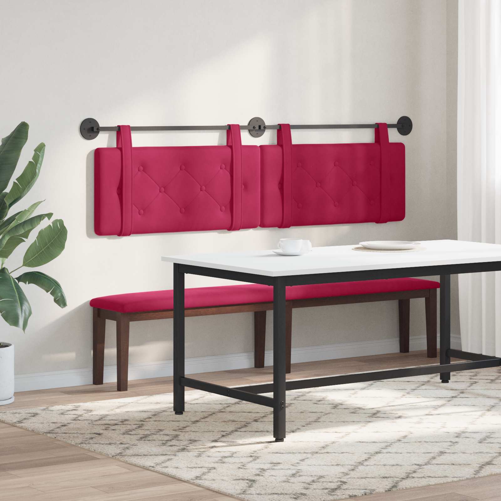 Κρεμαστό Κεφαλάρι Επιτοίχιο Κόκκινο 190 x 55 x 5 εκ Βελούδο - Pakobazaar