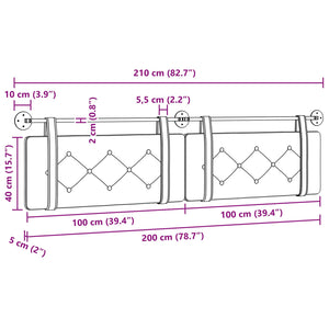 Κρεμαστό Κεφαλάρι Επιτοίχιο Τιρκουάζ 210 x 55 x 5 εκ Βελούδο - Pakobazaar