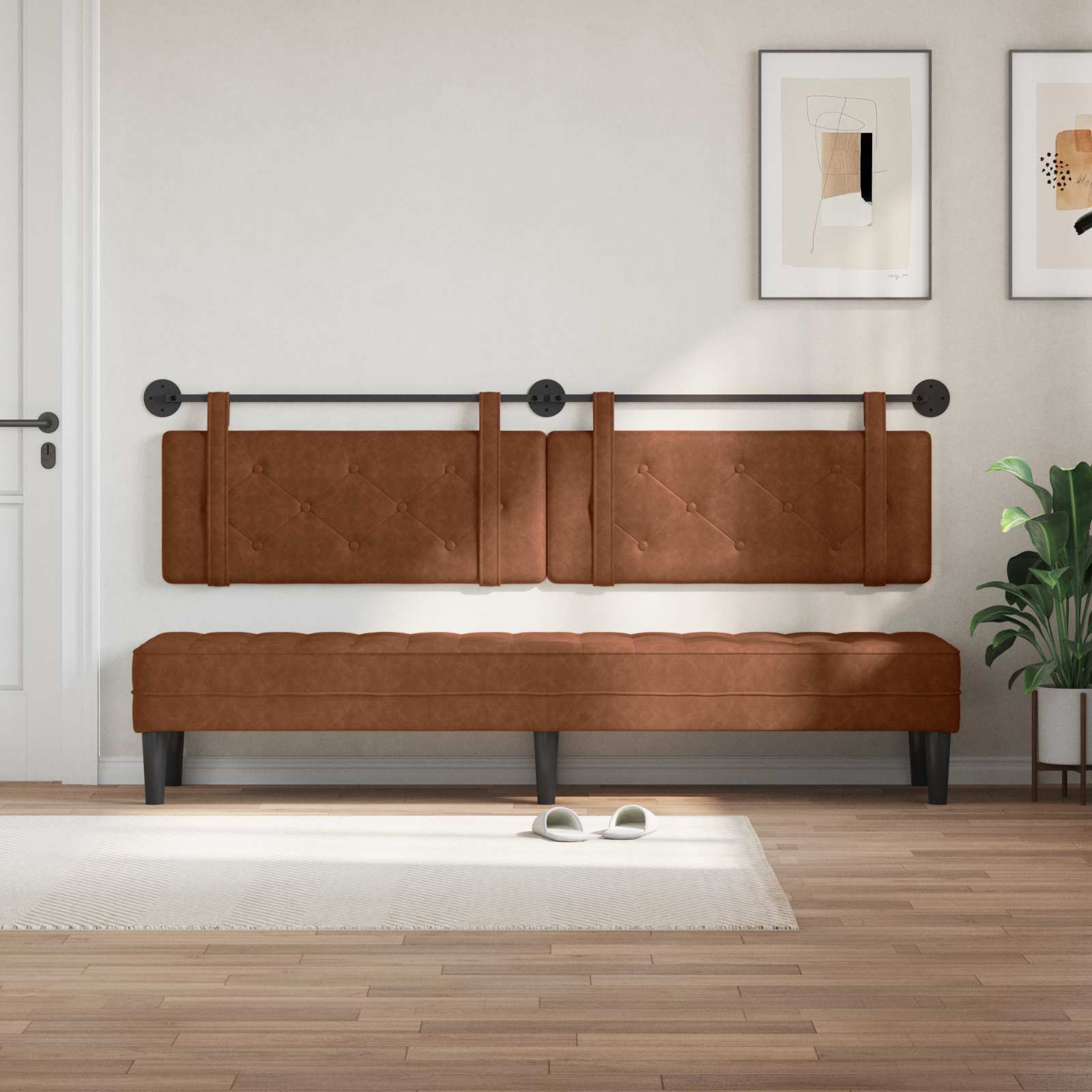 καφέ Επιτοίχιο 2 pcs Καφέ 200 x 5 x 40 εκ Πίνακας Σωματίων - Pakobazaar