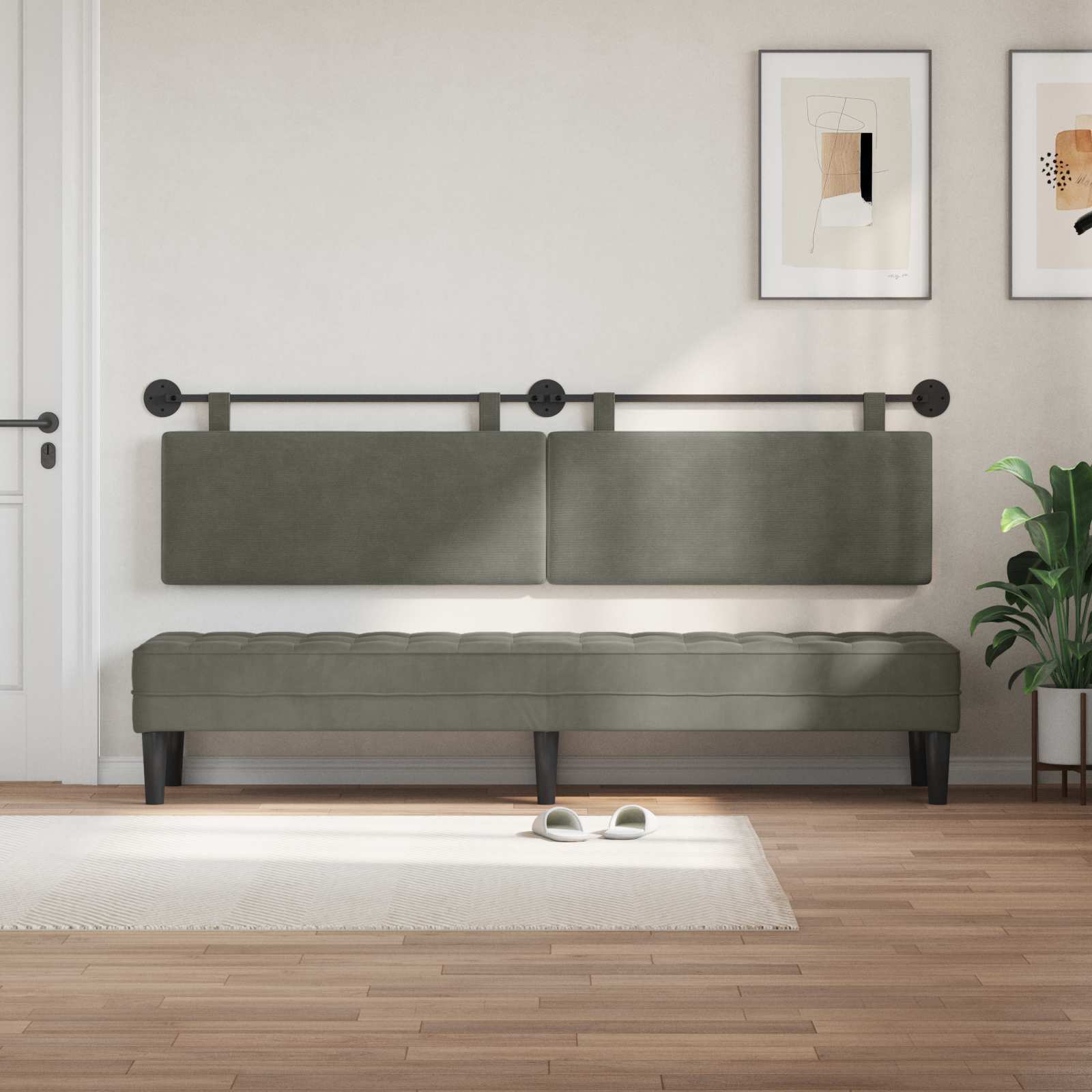Κρεμαστό Κεφαλάρι Επιτοίχιο Ανοιχτό γκρι 210 x 55 x 5 εκ - Pakobazaar