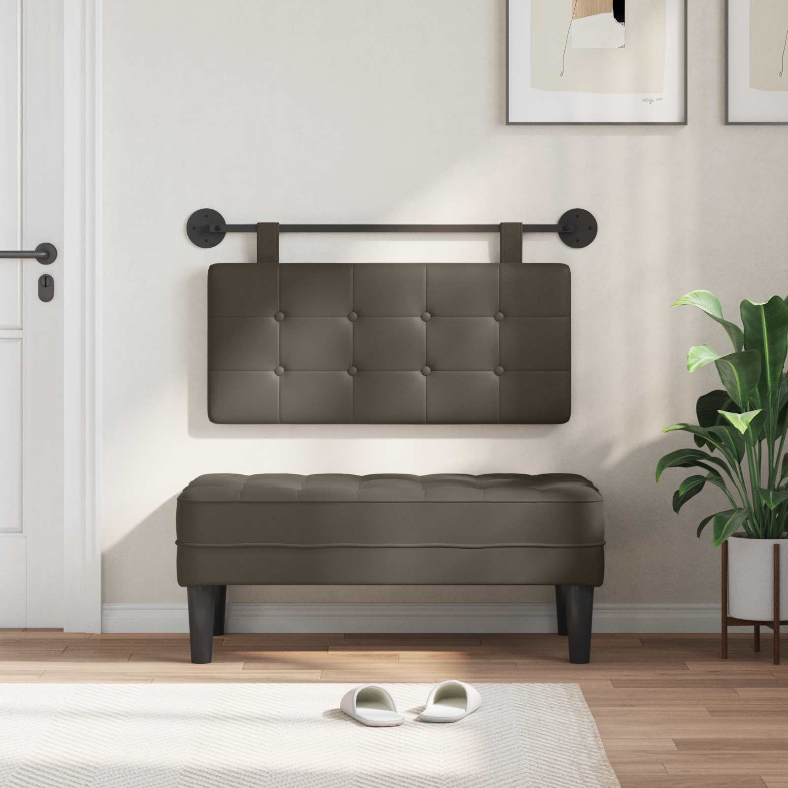 Κρεμαστό Κεφαλάρι Επιτοίχιο Γκρι 100 x 55 x 5 εκ Τεχνητό Δέρμα - Pakobazaar