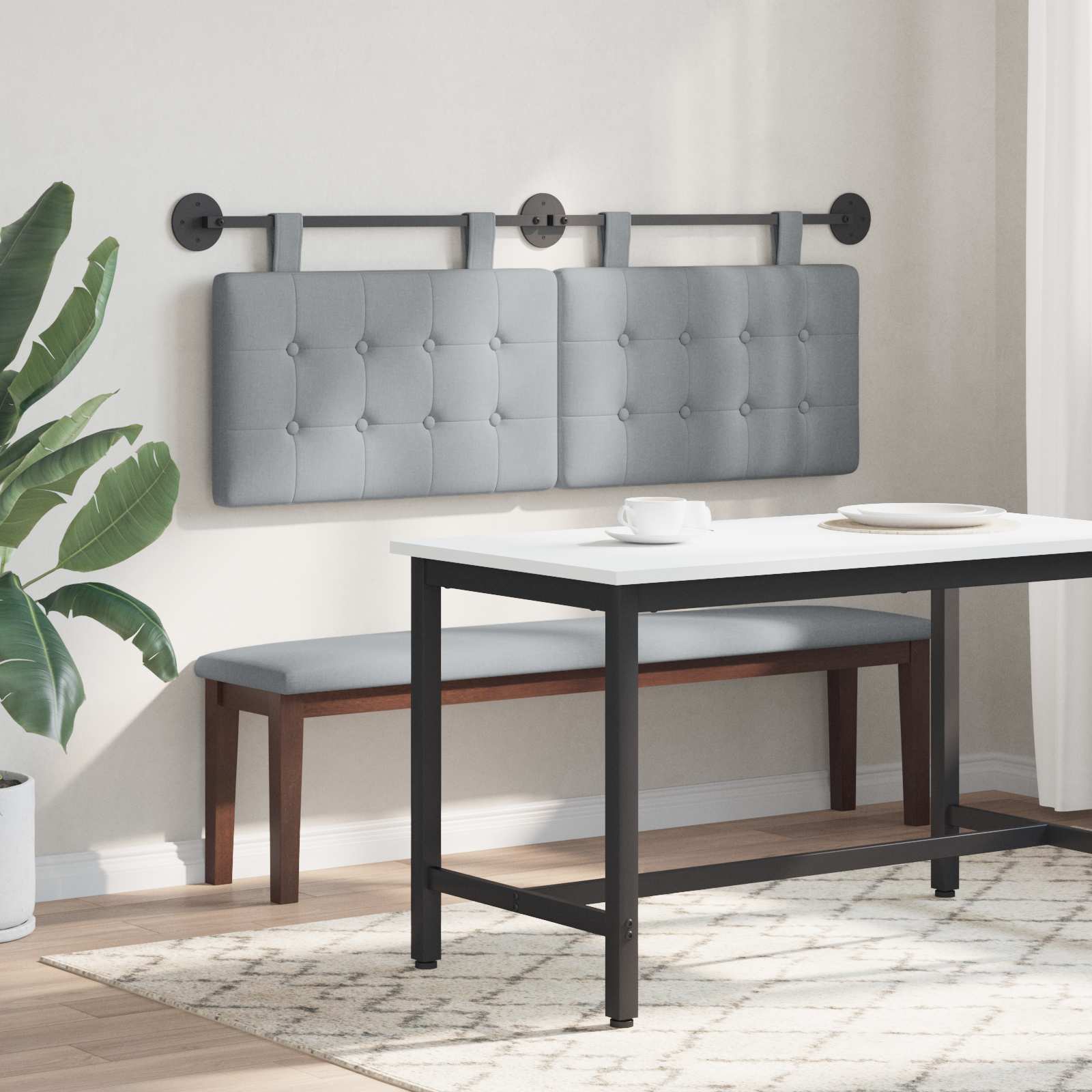 Κρεμαστό Κεφαλάρι Επιτοίχιο Ανοιχτό γκρι 150 x 55 x 5 εκ - Pakobazaar