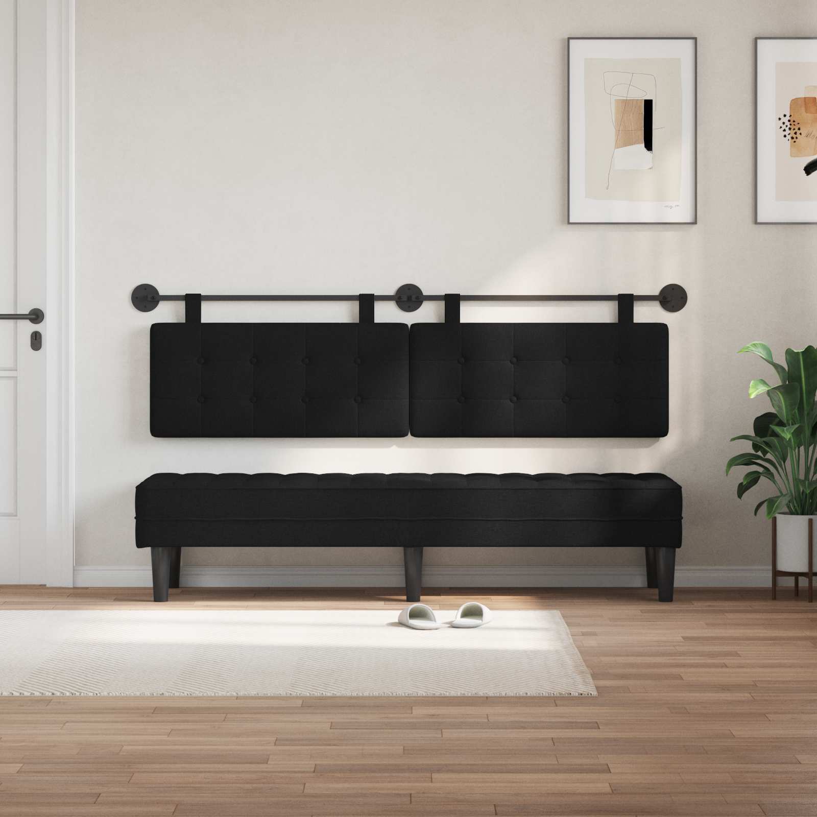 Κρεμαστό Κεφαλάρι Επιτοίχιο Μαύρο 170 x 55 x 5 εκ ύφασμα - Pakobazaar