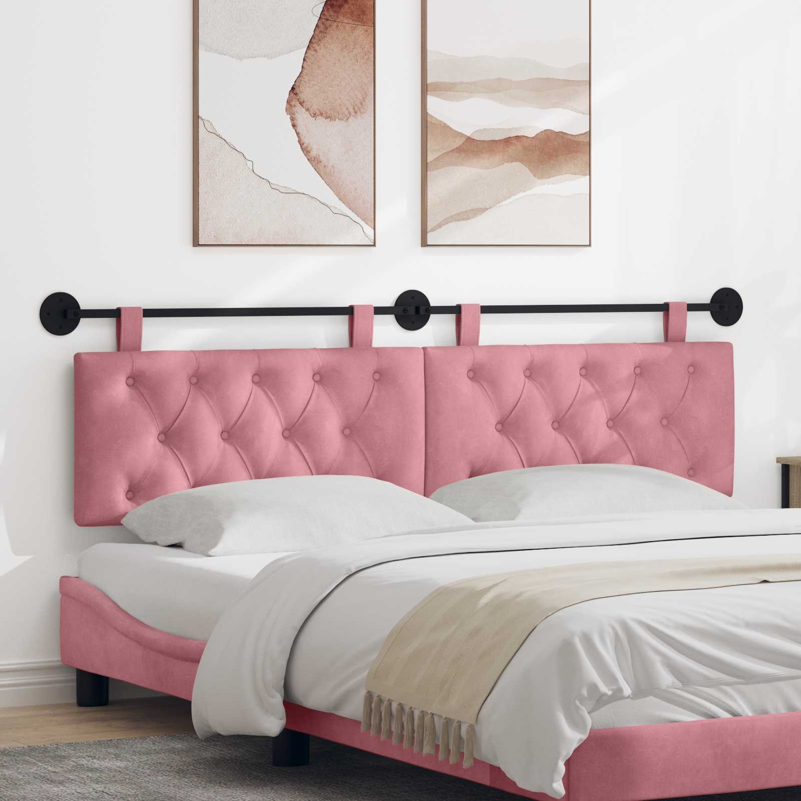 Κρεμαστό Κεφαλάρι Επιτοίχιο Ροζ 170 x 55 x 7 εκ Βελούδο - Pakobazaar