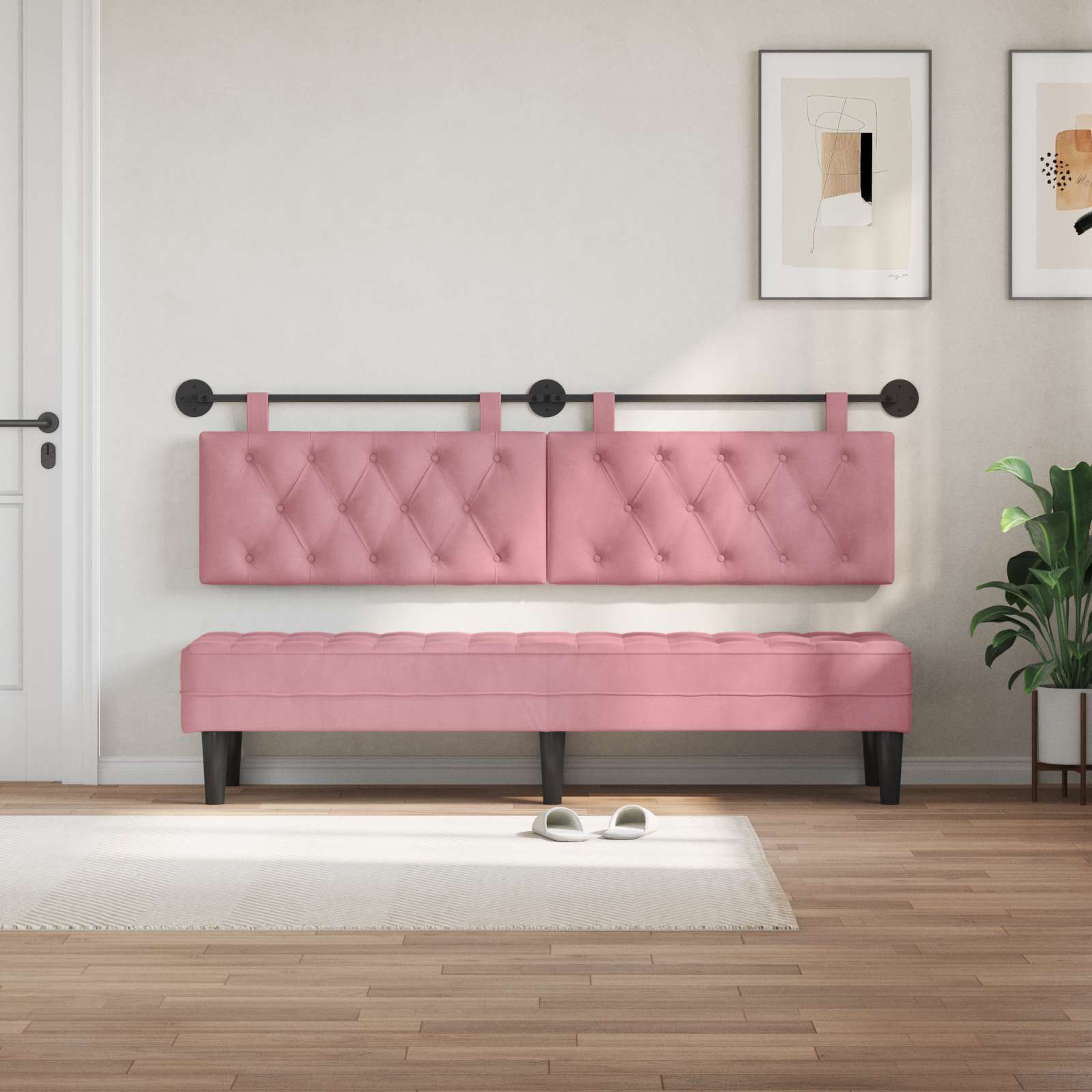 Κρεμαστό Κεφαλάρι Επιτοίχιο Ροζ 170 x 55 x 7 εκ Βελούδο - Pakobazaar