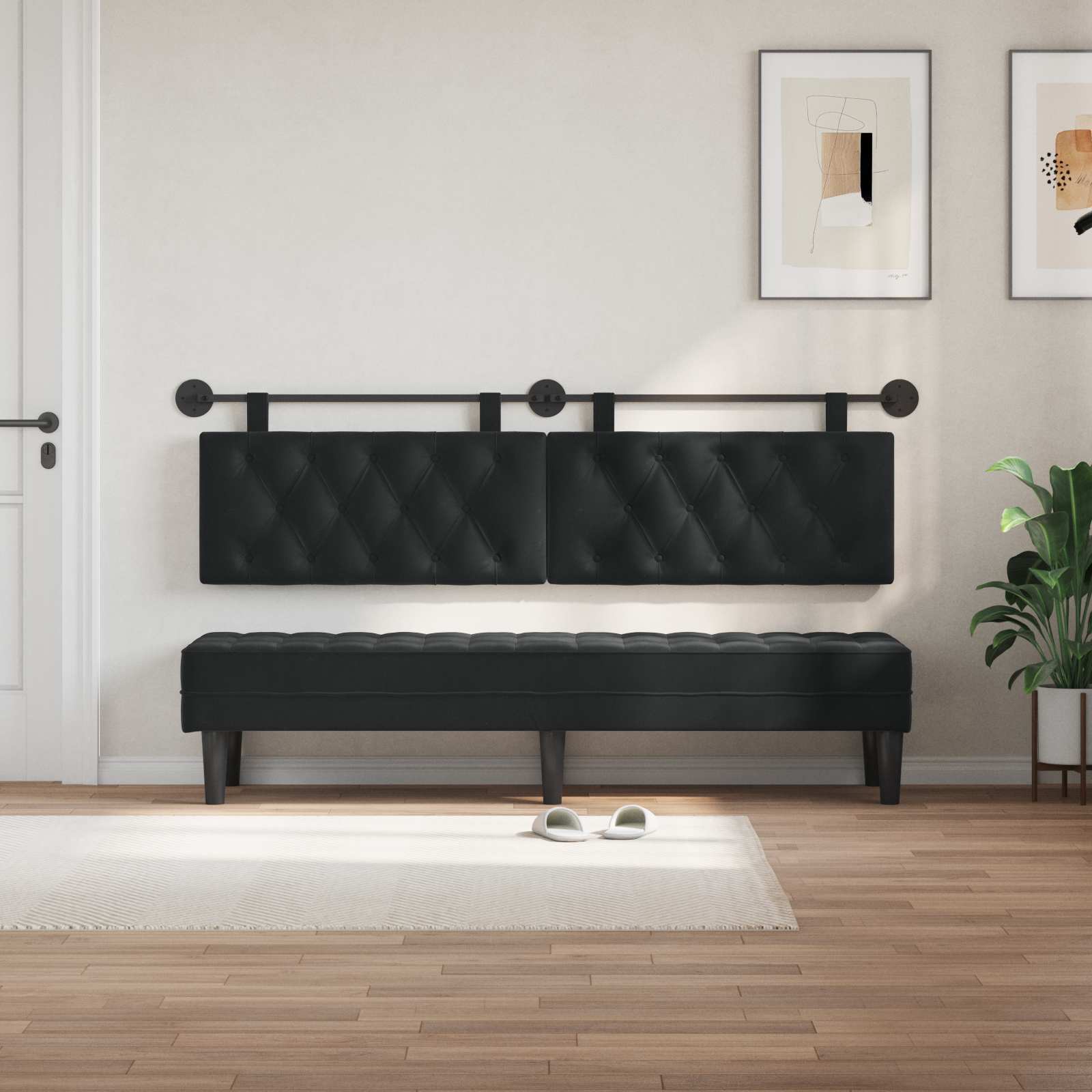 Κρεμαστό Κεφαλάρι Επιτοίχιο Μαύρο 170 x 55 x 7 εκ Βελούδο - Pakobazaar