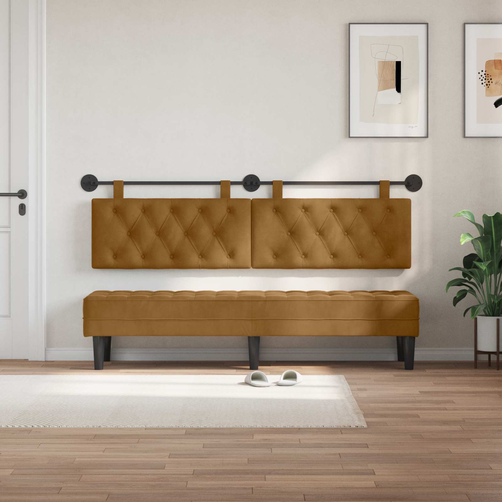 Κρεμαστό Κεφαλάρι Επιτοίχιο Καφέ 170 x 55 x 7 εκ Βελούδο - Pakobazaar