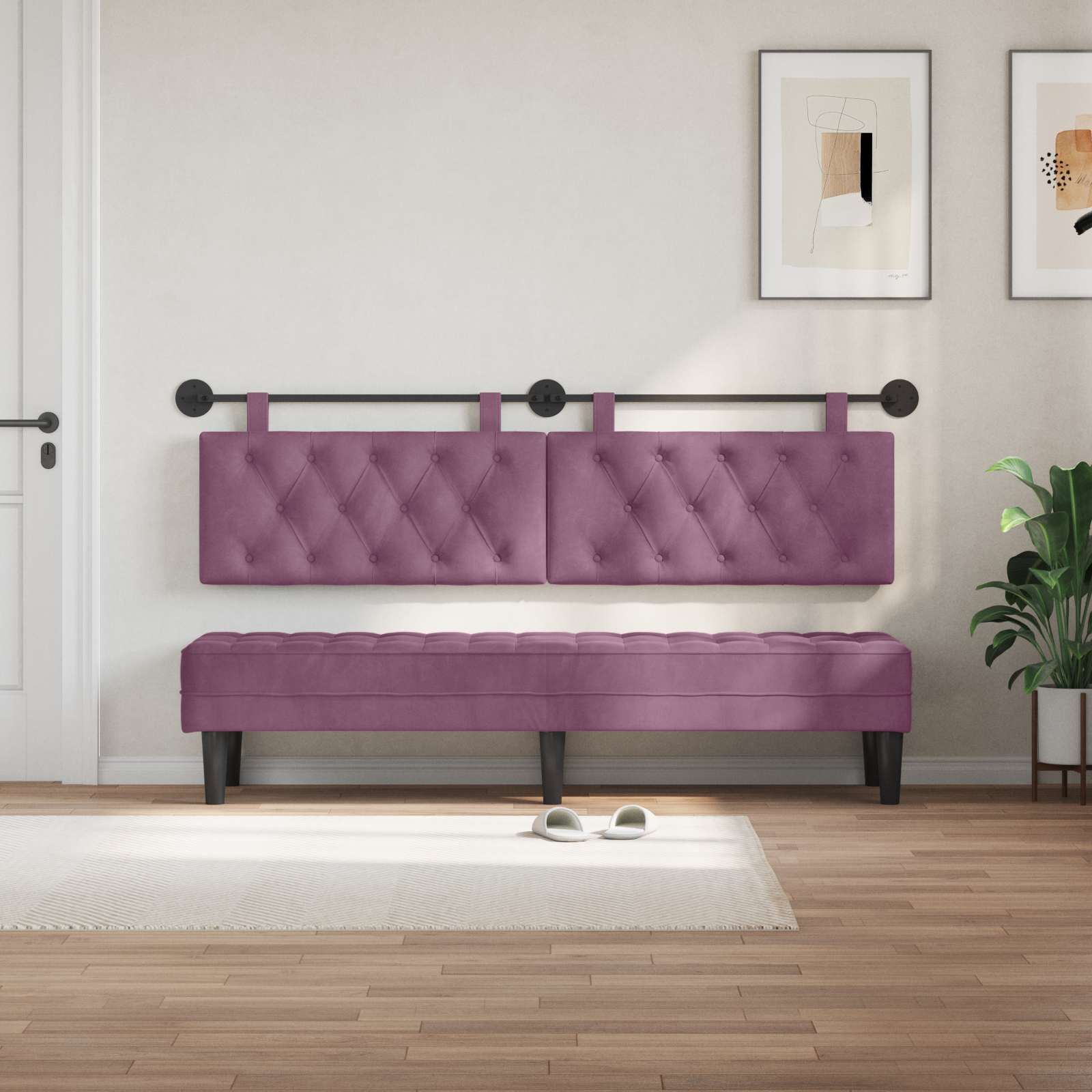 Κρεμαστό Κεφαλάρι Επιτοίχιο Μοβ 170 x 55 x 7 εκ Βελούδο - Pakobazaar