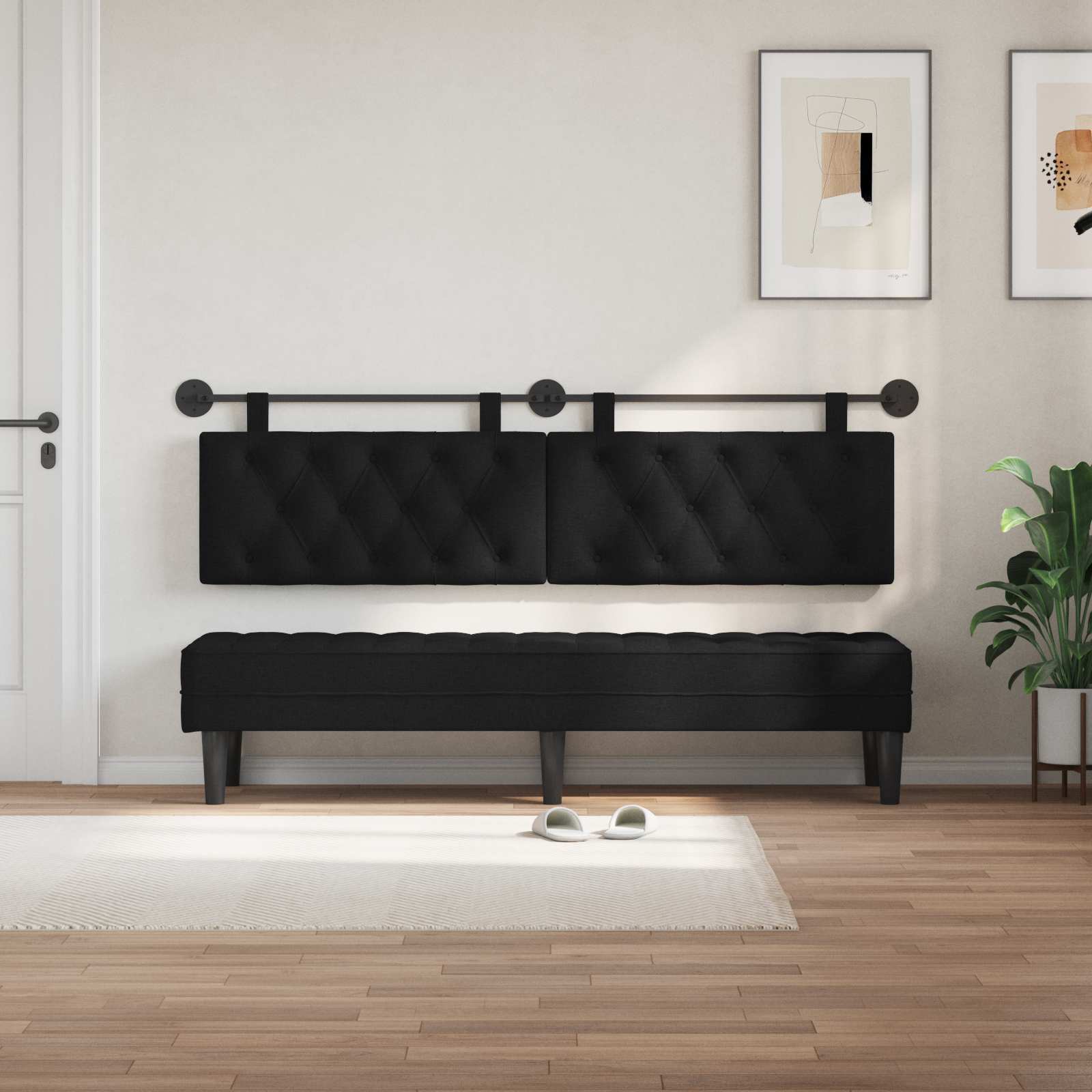 Κρεμαστό Κεφαλάρι Επιτοίχιο Μαύρο 190 x 55 x 7 εκ ύφασμα - Pakobazaar