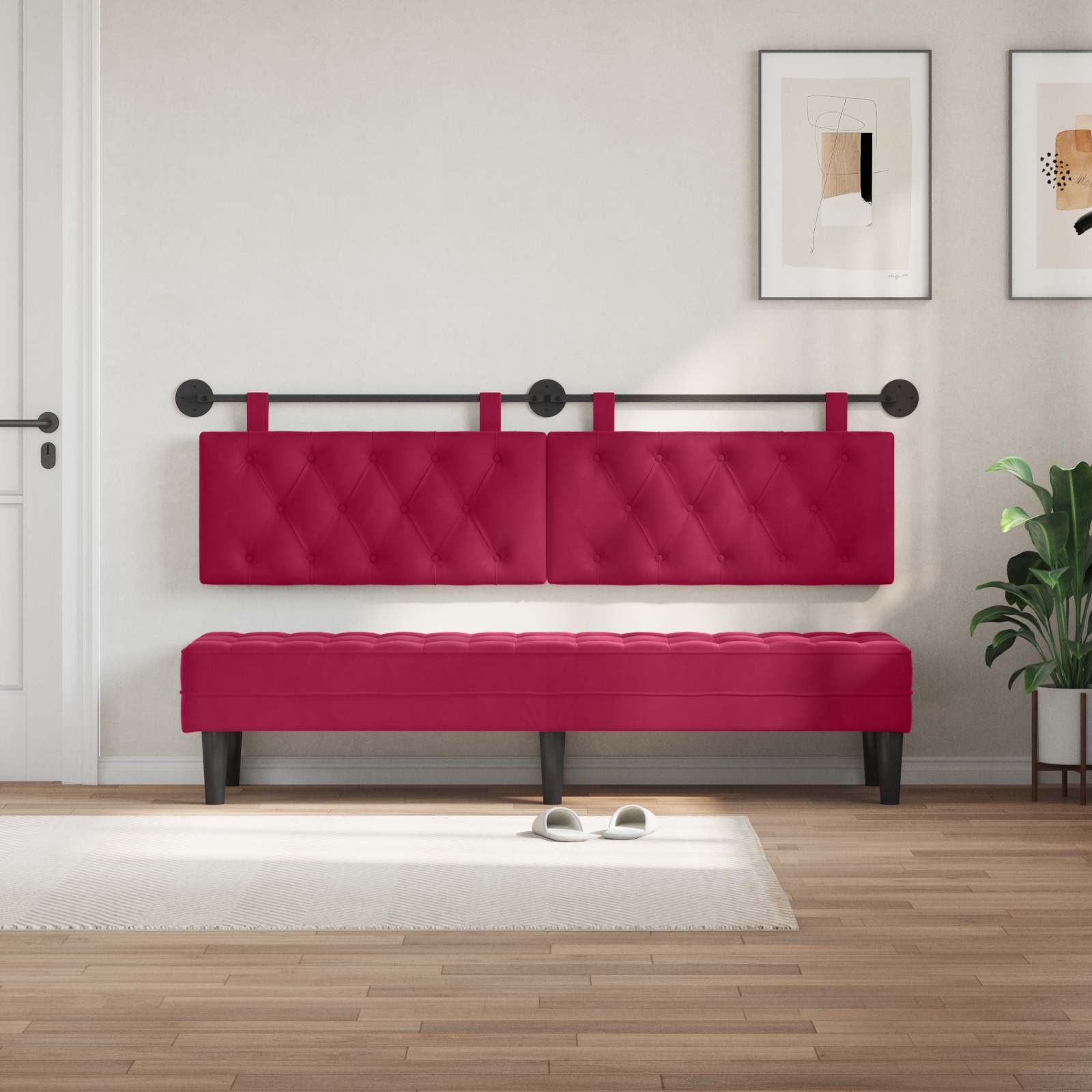 Κρεμαστό Κεφαλάρι Επιτοίχιο Κόκκινο 190 x 55 x 7 εκ Βελούδο - Pakobazaar