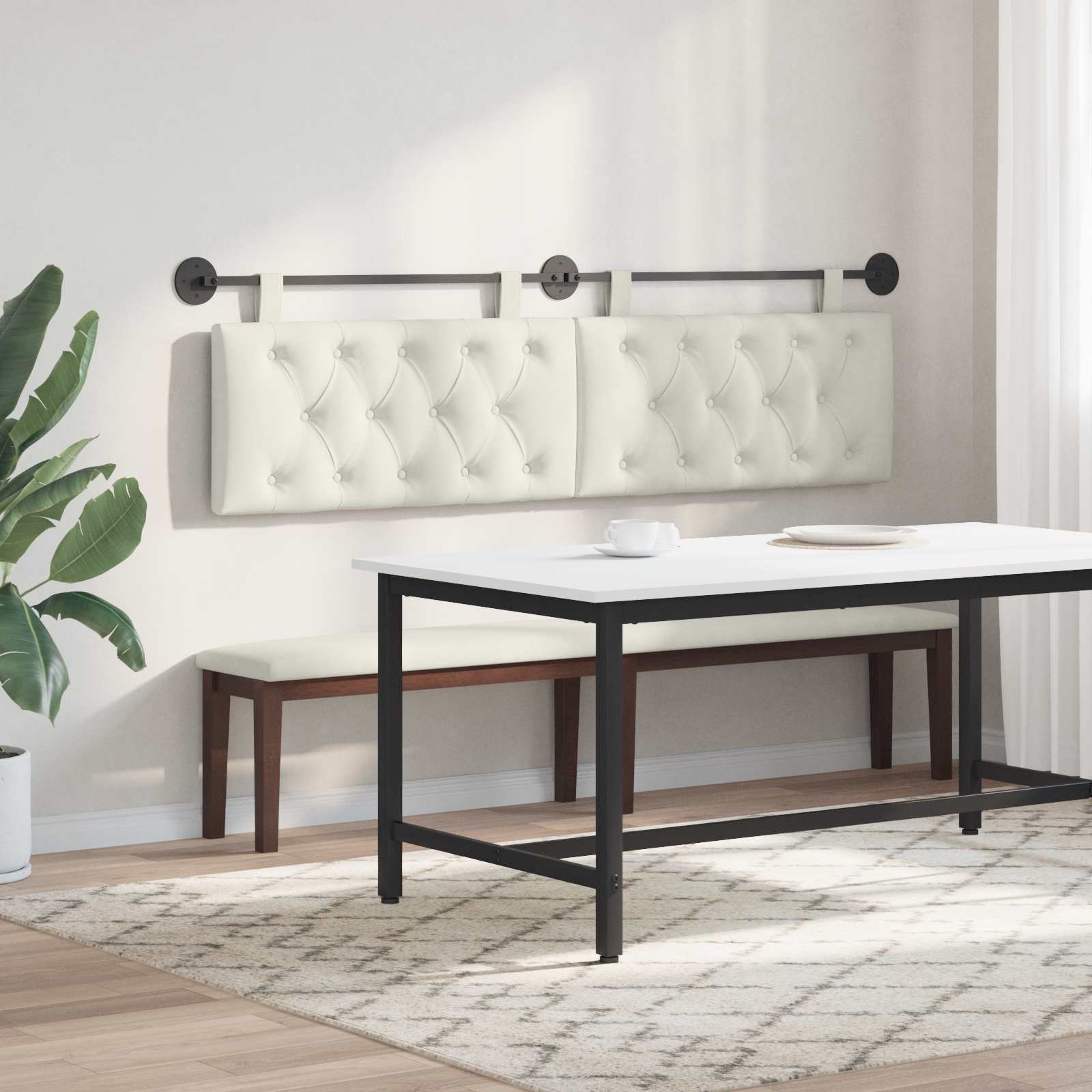 Κρεμαστό Κεφαλάρι Επιτοίχιο Κρεμ 190 x 55 x 7 εκ Βελούδο - Pakobazaar