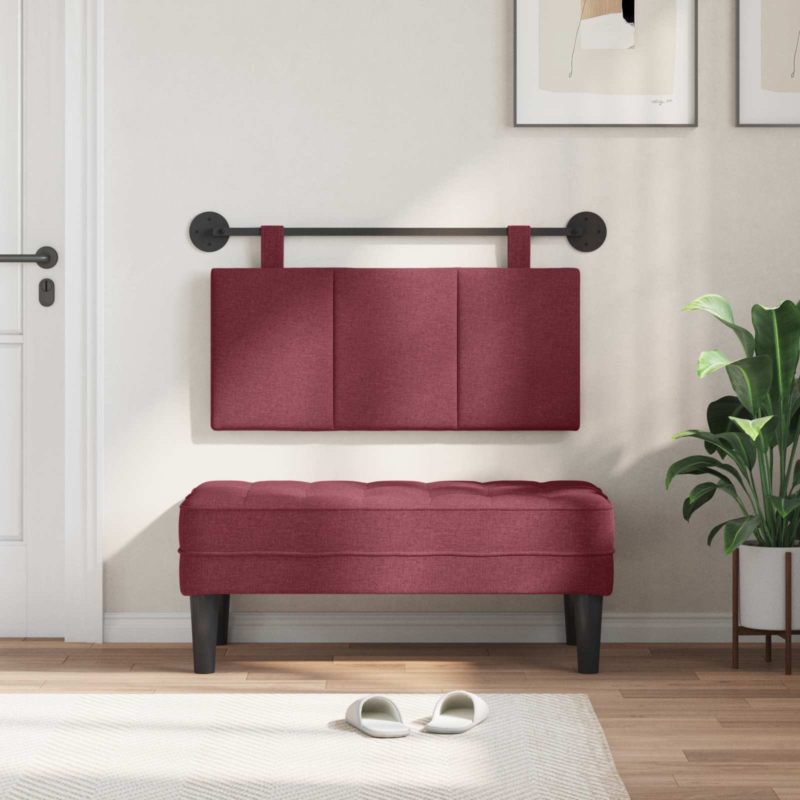 Κρεμαστό Κεφαλάρι Επιτοίχιο Ριγέ Κόκκινο 100 x 55 x 5 εκ ύφασμα - Pakobazaar