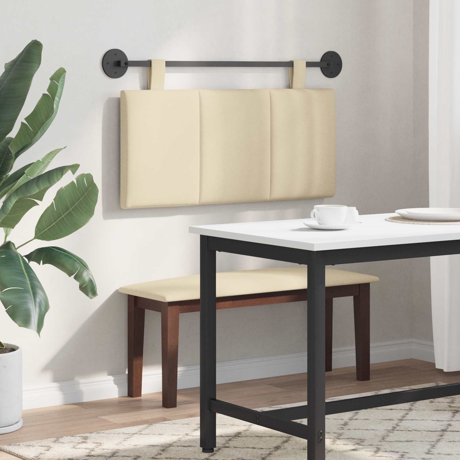 Κρεμαστό Κεφαλάρι Επιτοίχιο Ριγέ Κρεμ 100 x 55 x 5 εκ ύφασμα - Pakobazaar