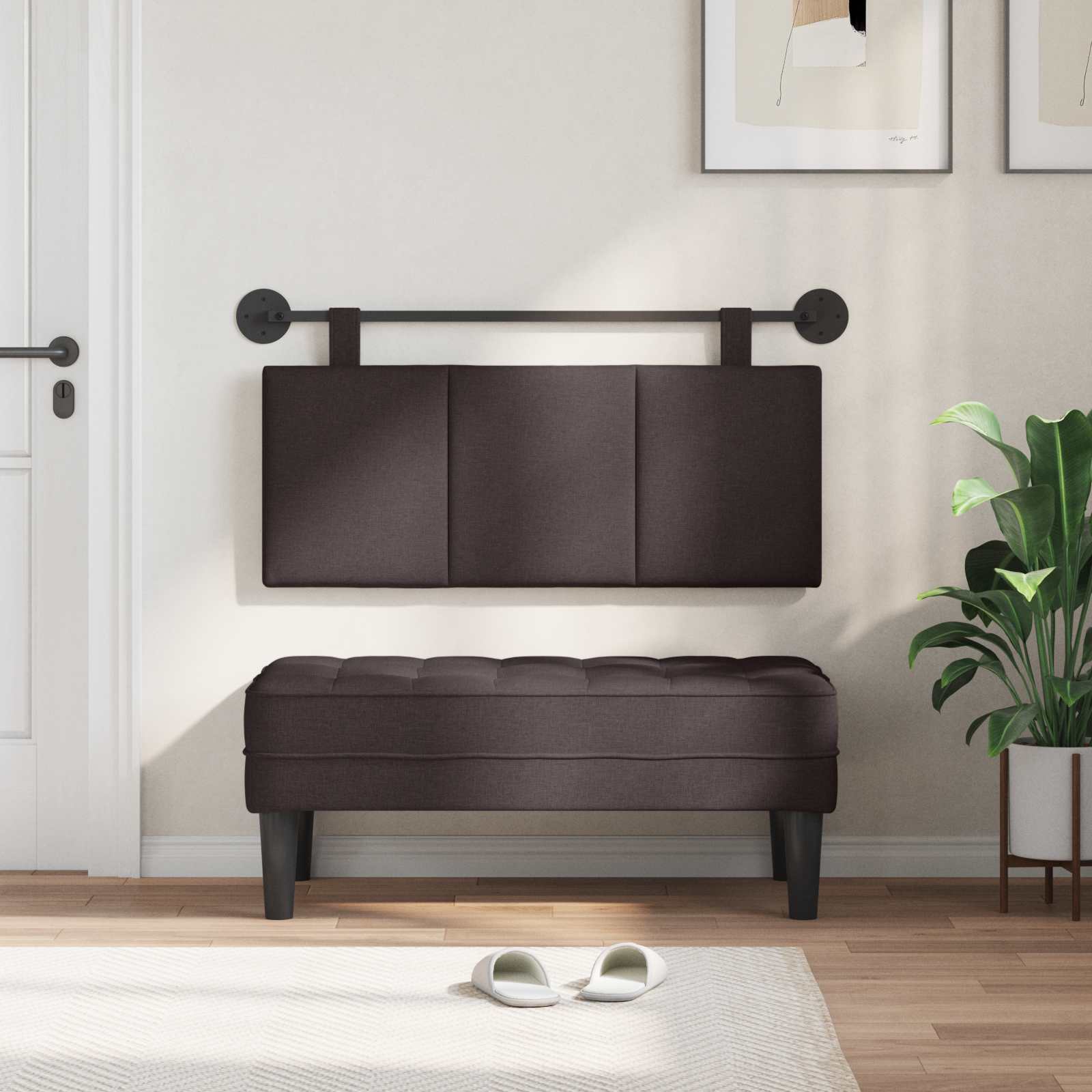 Κρεμαστό Κεφαλάρι Επιτοίχιο Σκούρο Καφέ 110 x 55 x 5 εκ ύφασμα - Pakobazaar