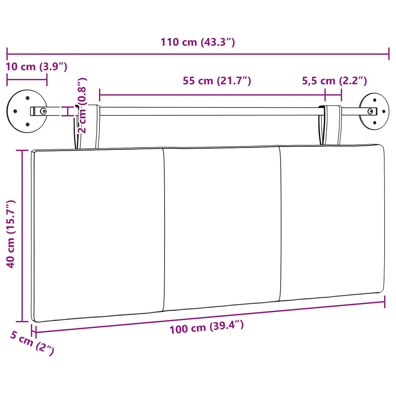 Κρεμαστό Κεφαλάρι Ριγέ Σκούρο Πράσινο 110 x 55 x 5 εκ ύφασμα - Pakobazaar