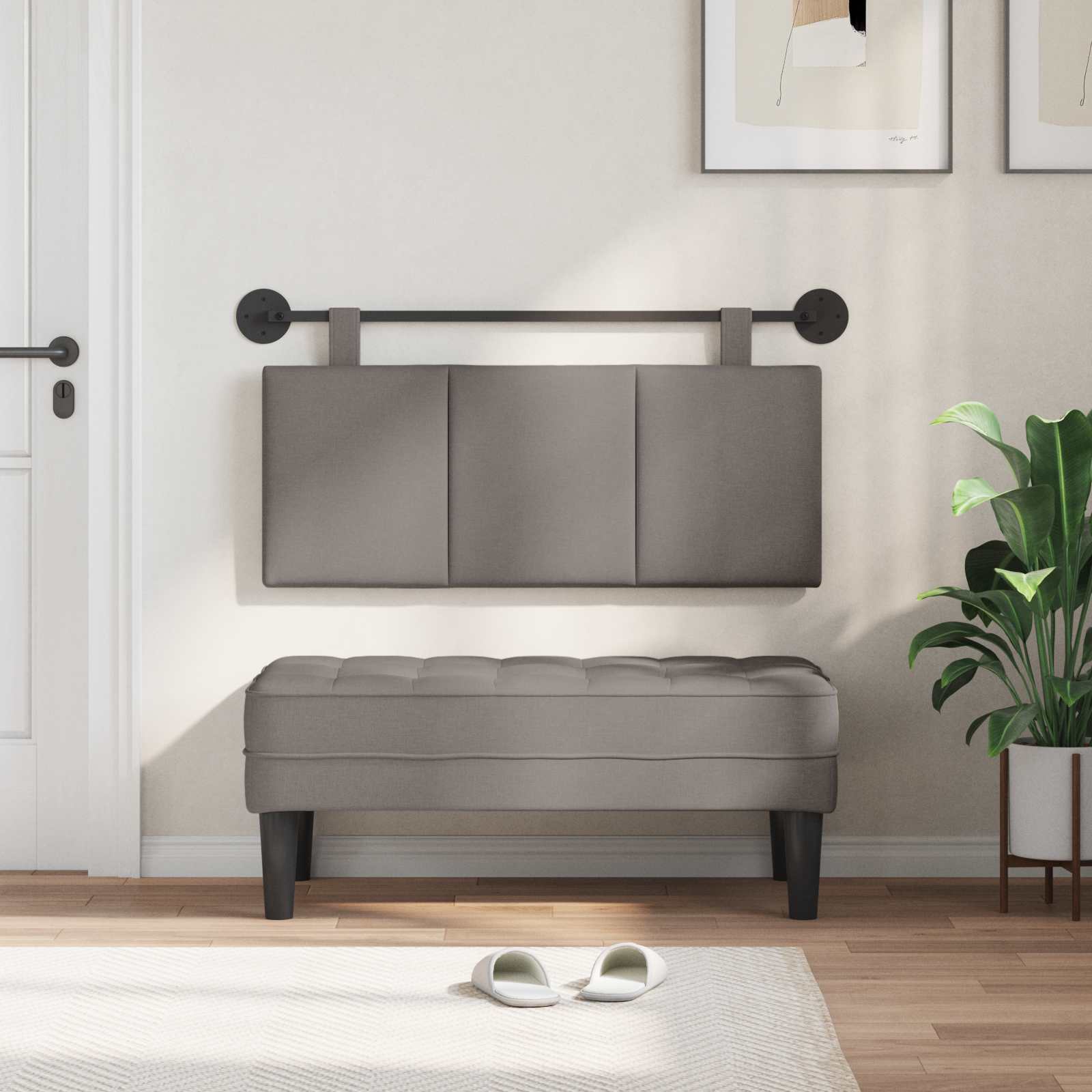 Κρεμαστό Κεφαλάρι Επιτοίχιο Taupe 110 x 55 x 5 εκ ύφασμα - Pakobazaar