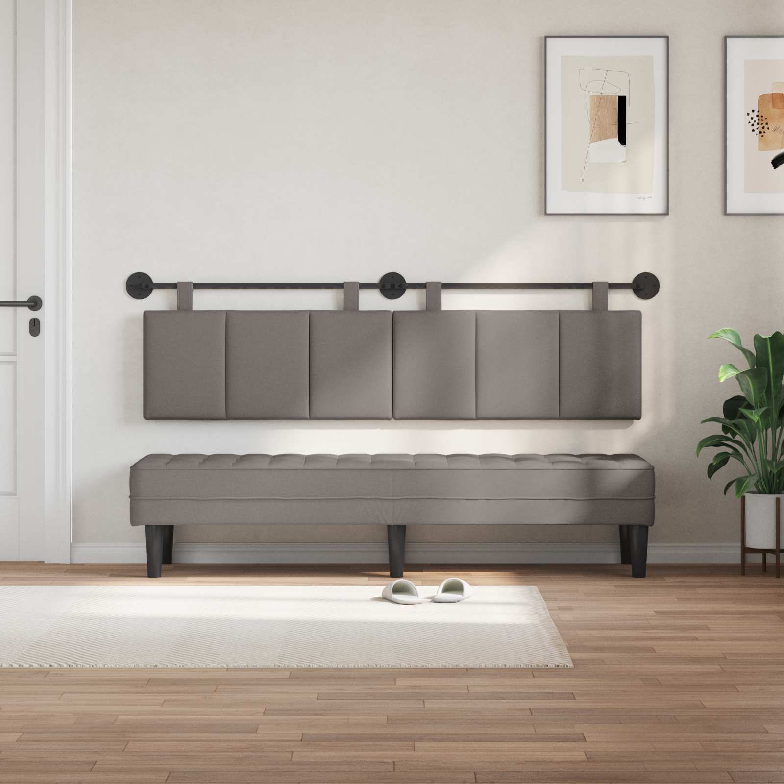 Κρεμαστό Κεφαλάρι Επιτοίχιο Ριγέ Taupe 170 x 55 x 5 εκ ύφασμα - Pakobazaar